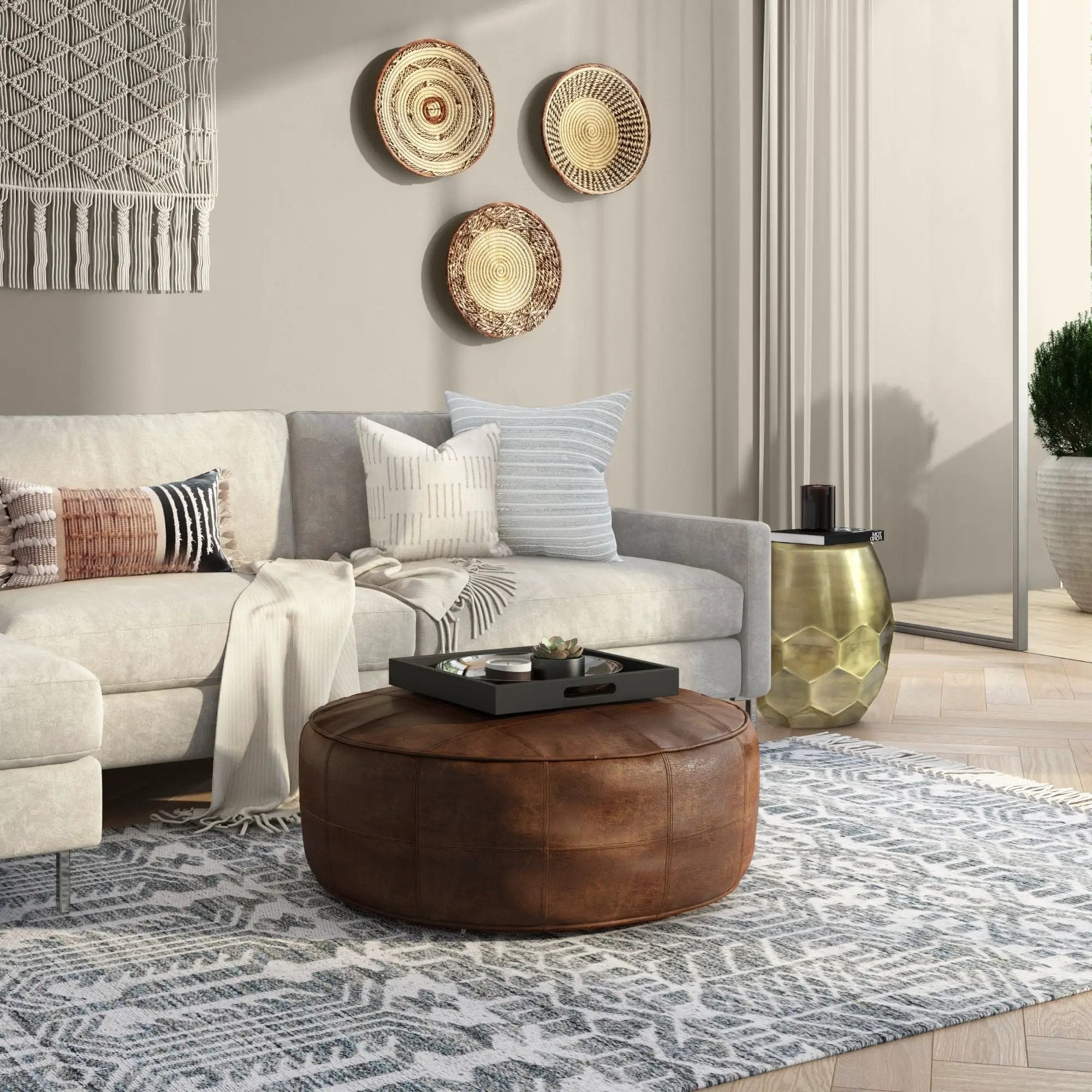 Connor - Handcrafted Round Pouf by Unique Piece Furniture