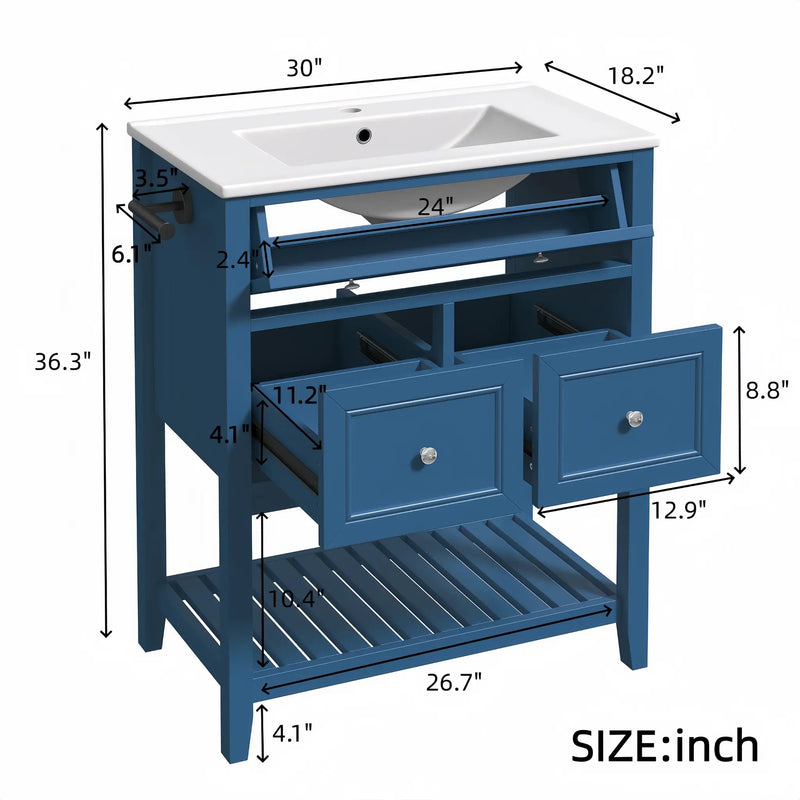 30" Navy Blue Bathroom Vanity by HouseOfZazla