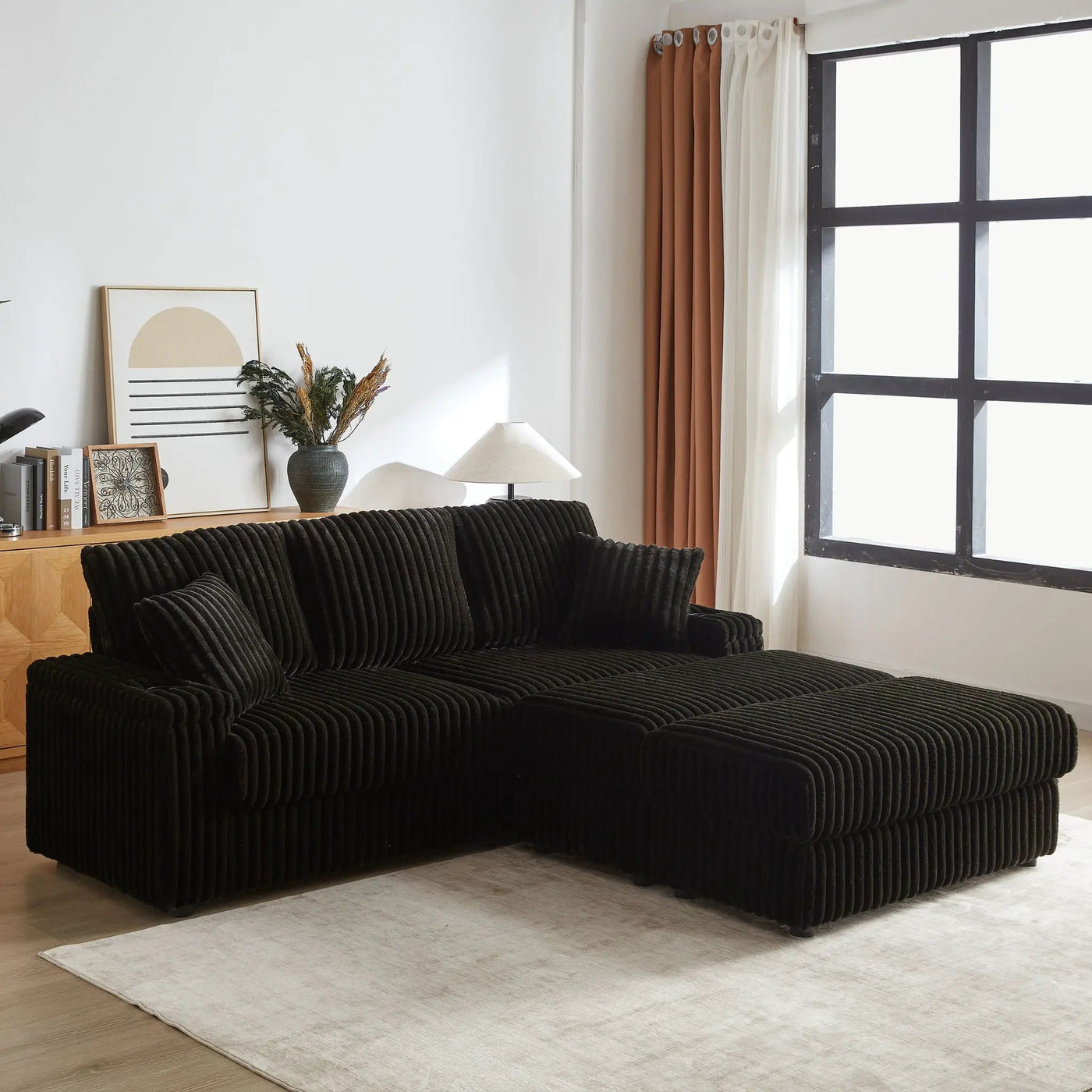 3 Seater Sofa With 2 Ottomans For Living Room by HouseOfZazla