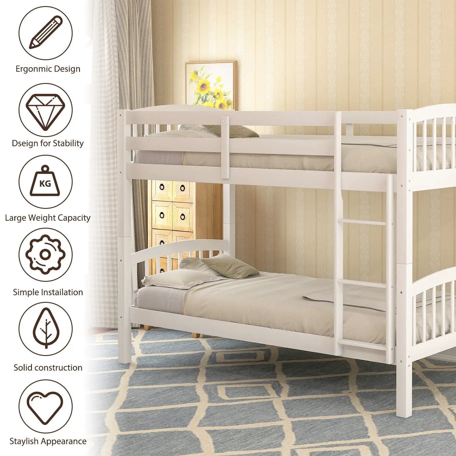 Solid Construction Bunk Bed With Ladder by HouseOfZazla