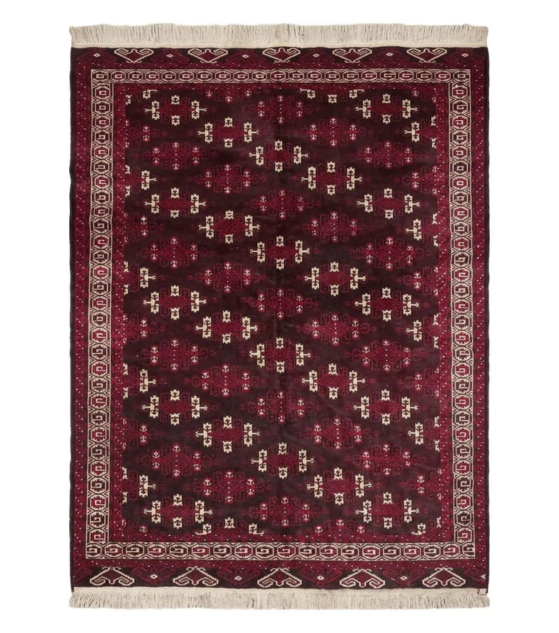 7' X 10' Antique Handmade Yamud Turkoman Wool Rug Excellent by Jewel Rugs