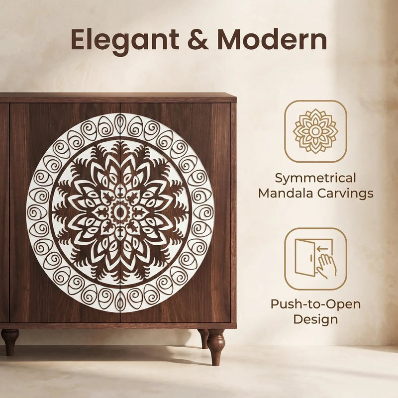 60" Vintage Mandala Carved Sideboard by HouseOfZazla