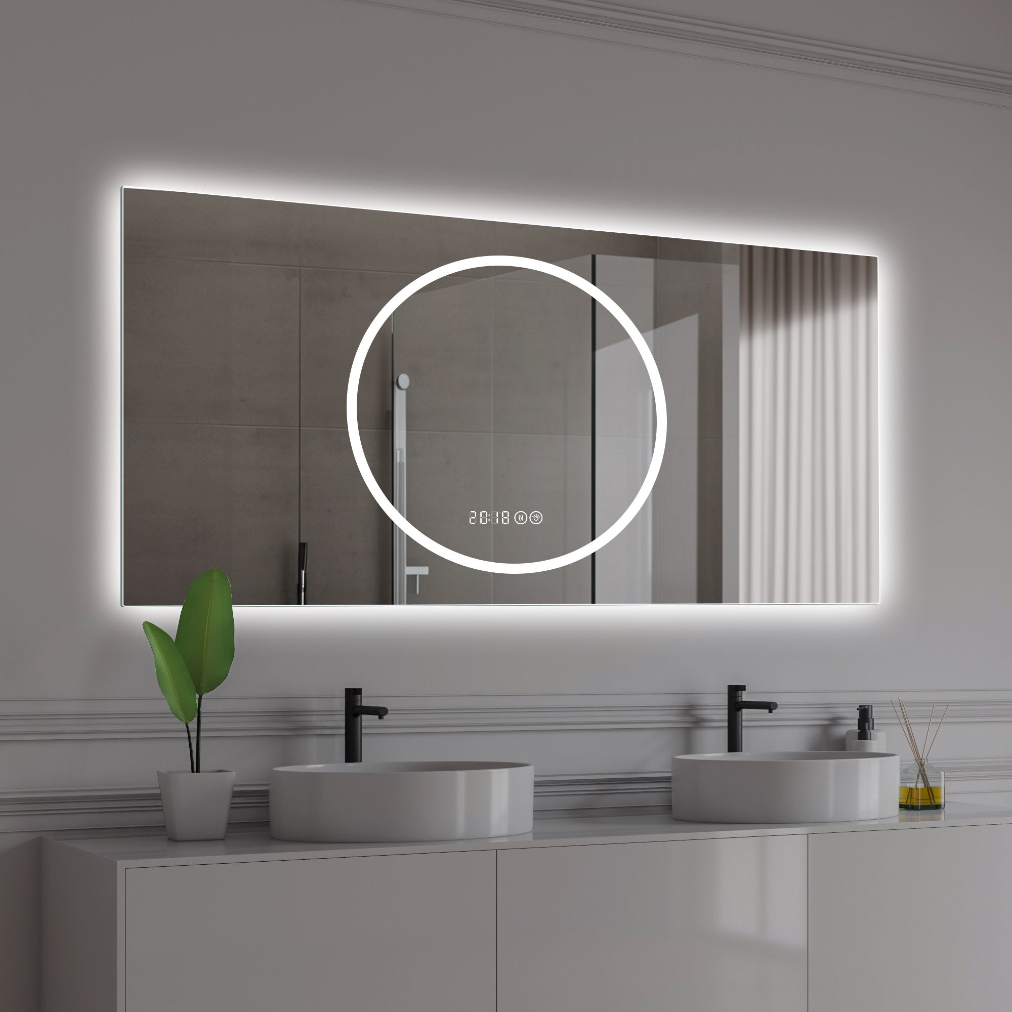 LED Vanity Mirror With Anti Fog & Dimmable Lights, Wall-Mounted - Antique Silver by Unique Piece Furniture
