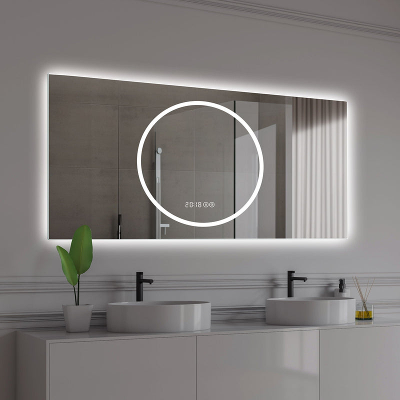 LED Vanity Mirror With Anti Fog & Dimmable Lights, Wall-Mounted - Antique Silver by Unique Piece Furniture