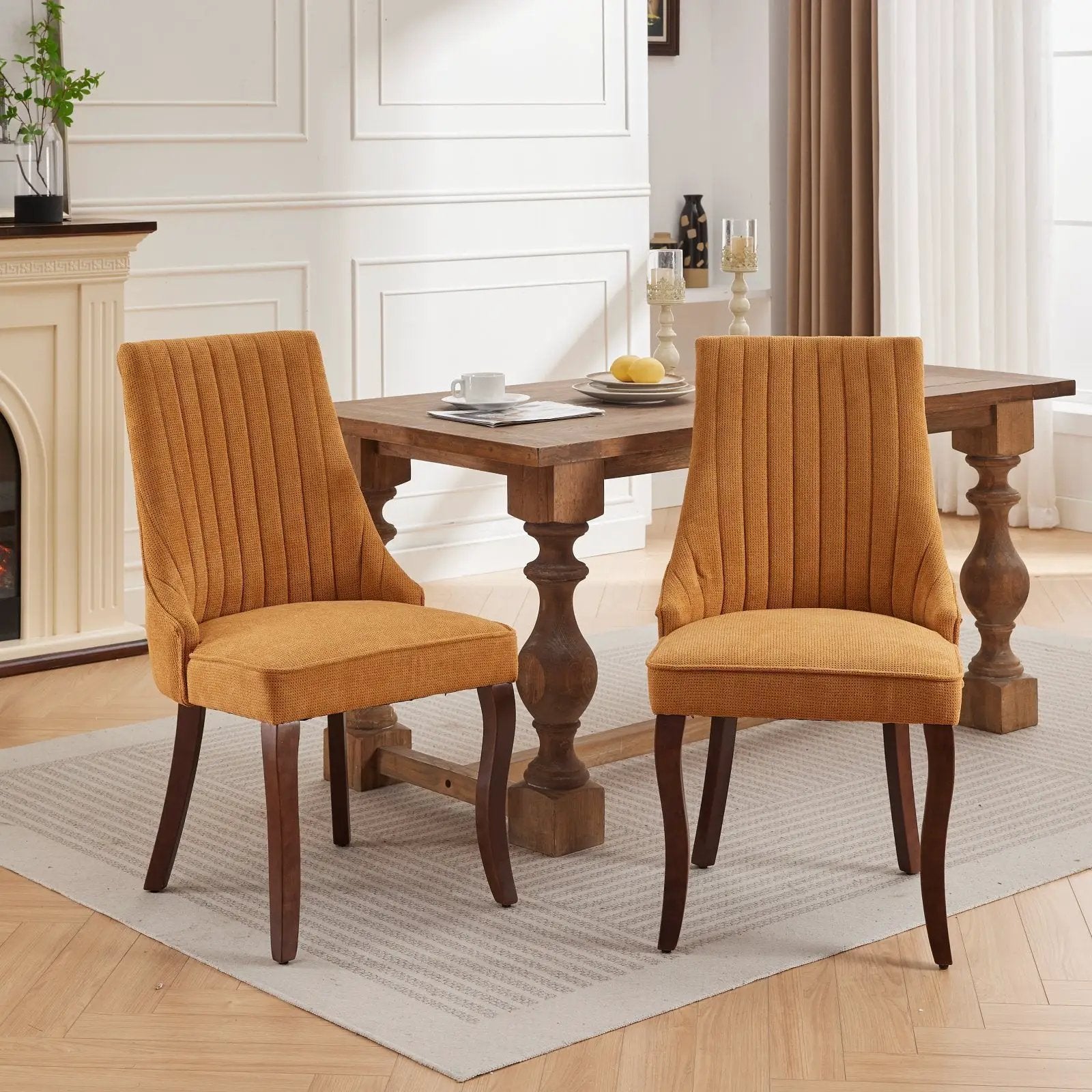 Set of 2 Rayon Cloth Flocking Linen Dining Chairs by BLAKHOM