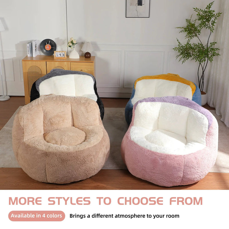 Oversized Multicolor Faux Fur Bean Bag Chair by HouseOfZazla