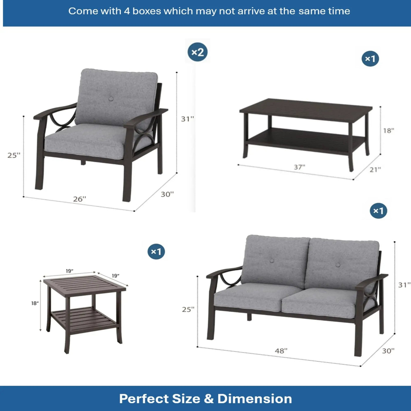 Patio Furniture Set with Coffee Table and Cushions for Backyard by HouseOfZazla