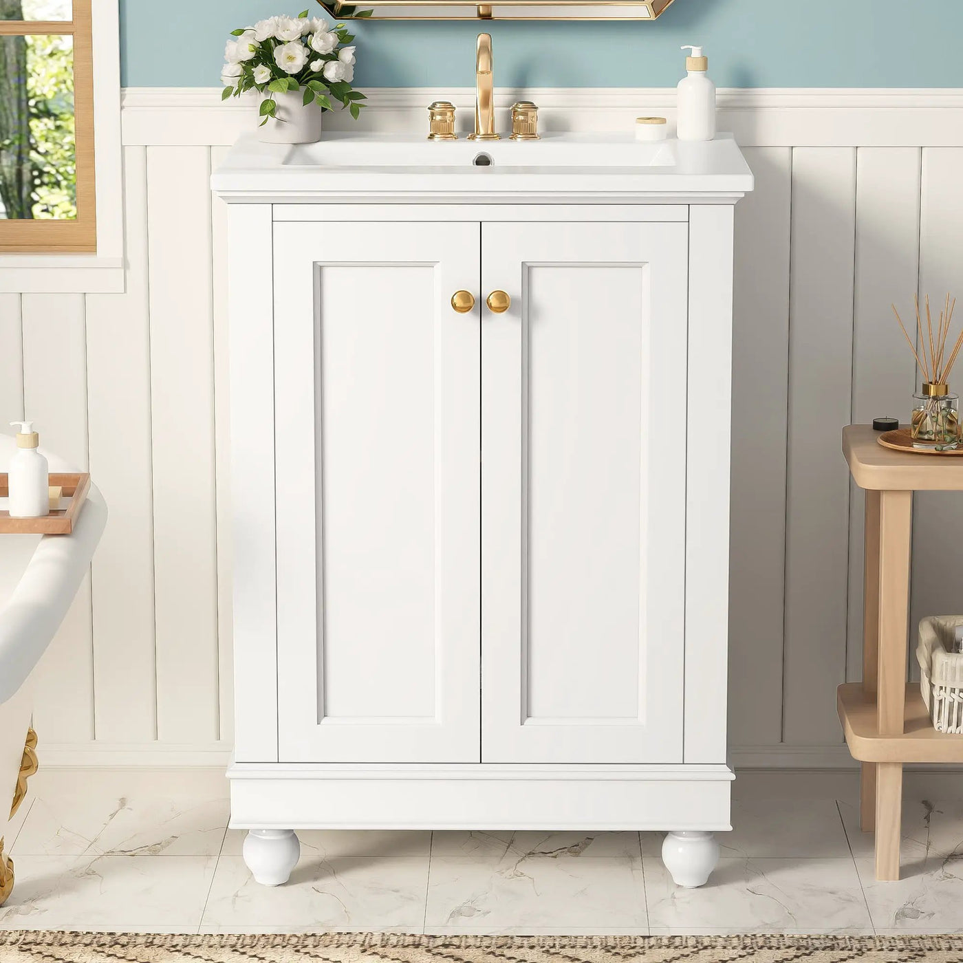 24 Inch Modern Bathroom Vanity Cabinet With Ceramic Sink by HouseOfZazla
