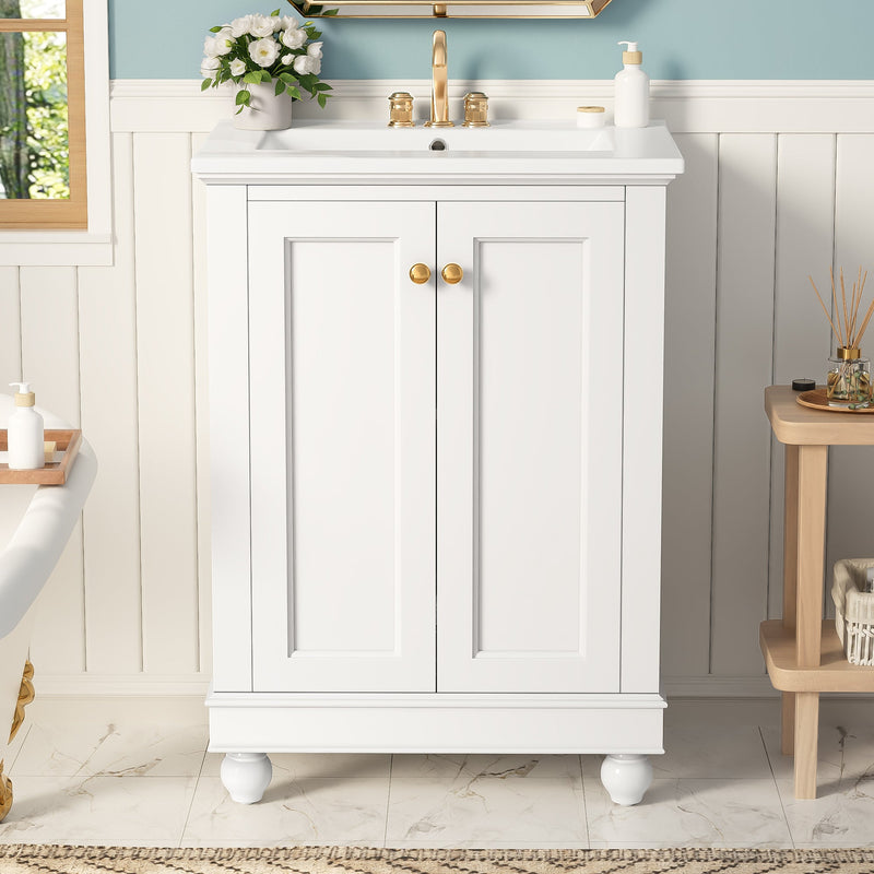24 Inch Modern Bathroom Vanity Cabinet With Ceramic Sink by HouseOfZazla
