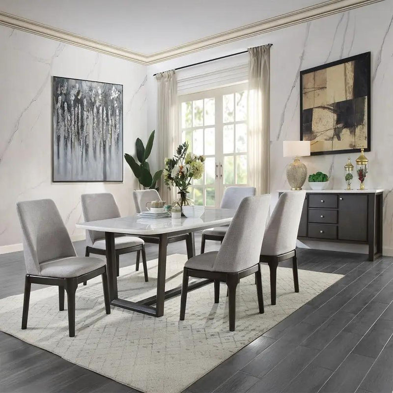 Madan - Side Chair (Set of 2) - Light Gray Linen & Gray Oak by Unique Piece Furniture