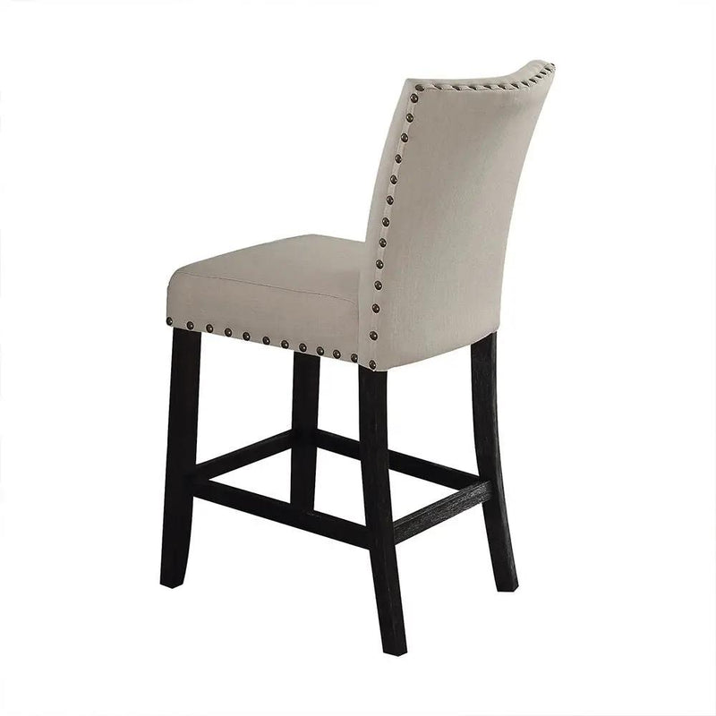 Nolan - Counter Height Chair (Set of 2) - Beige Linen & Salvage Dark Oak by Unique Piece Furniture