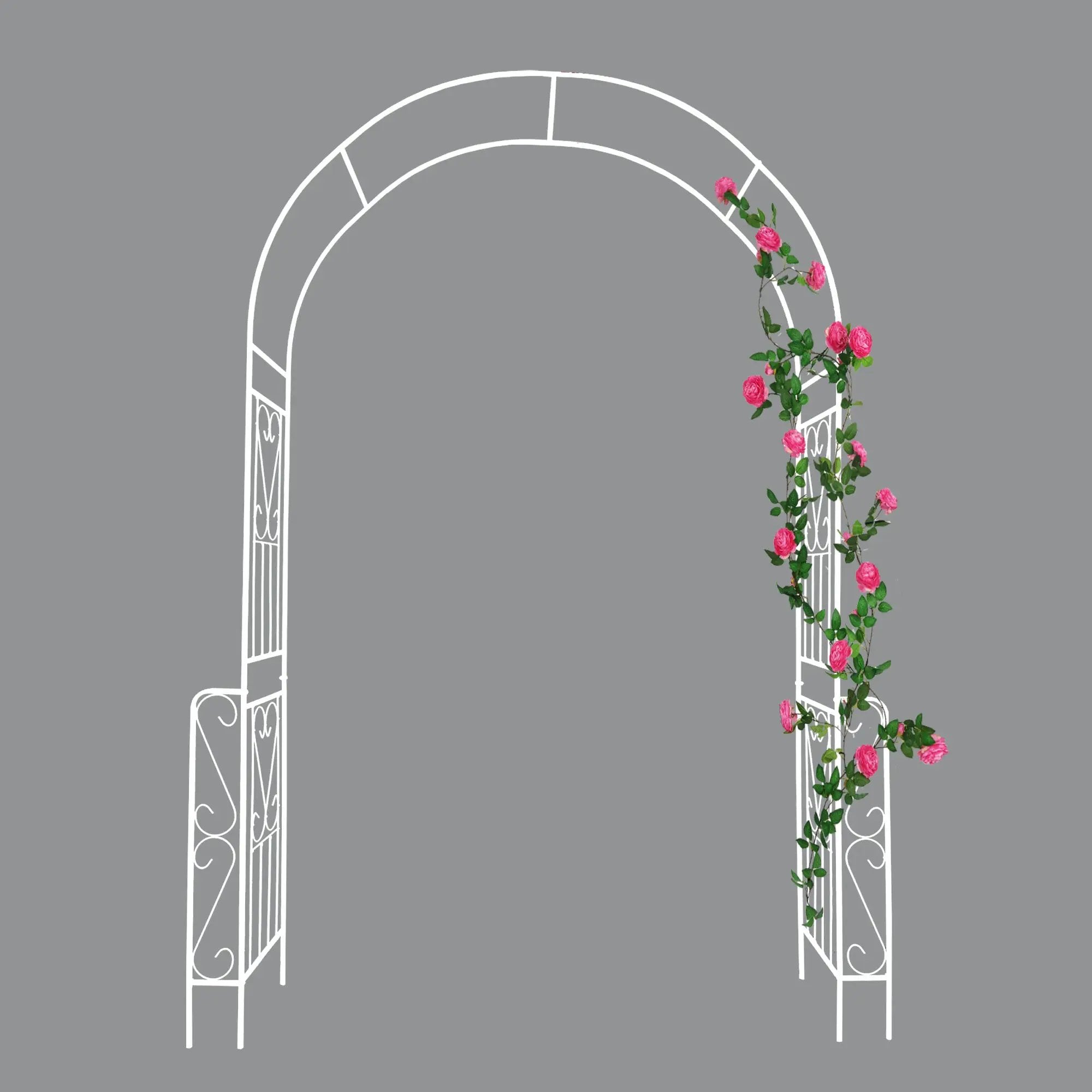 Metal Garden Arch W55'' x H94.5'' - Cream White Outdoor Arbor by HouseOfZazla