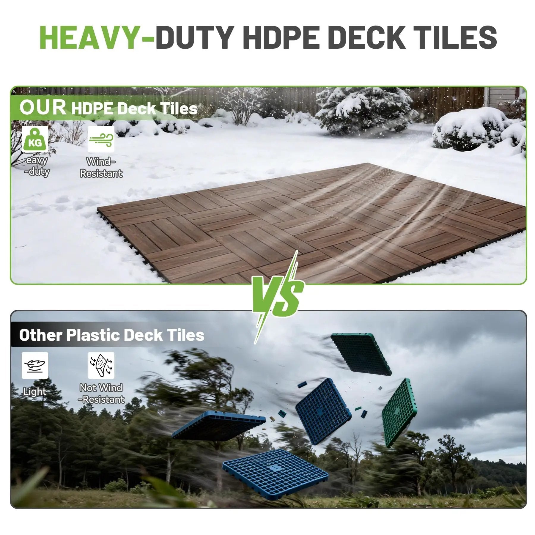 44 Pcs Interlocking Deck Tiles 12" x 12" HDPE Outdoor Flooring by HouseOfZazla