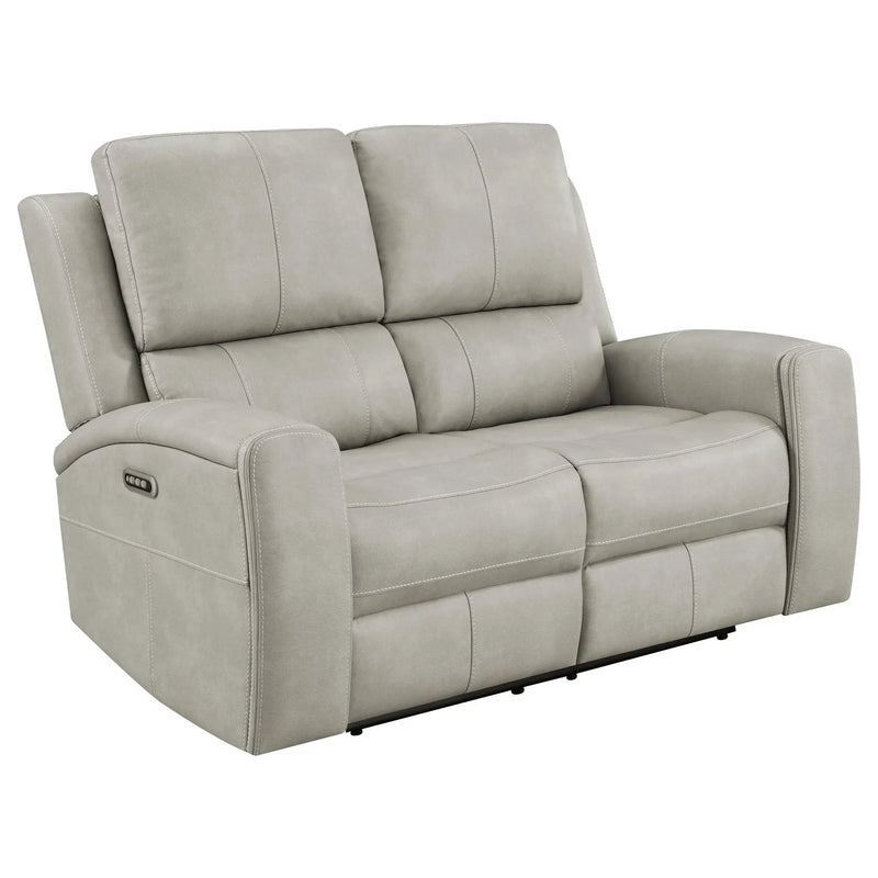 Brickston Triple Power Reclining Loveseat Grey by Unique Piece Furniture