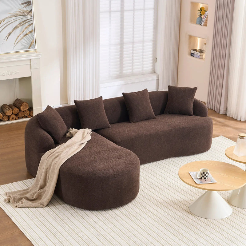 Compression Sponge L-Shape Sectional Sofa with Curved Chaise by HouseOfZazla