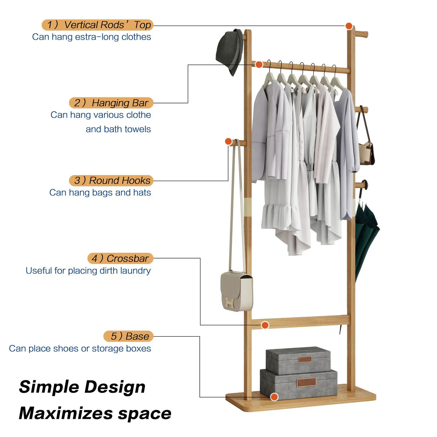 Solid Wood Simple Hat Rack by Unique Piece Furniture