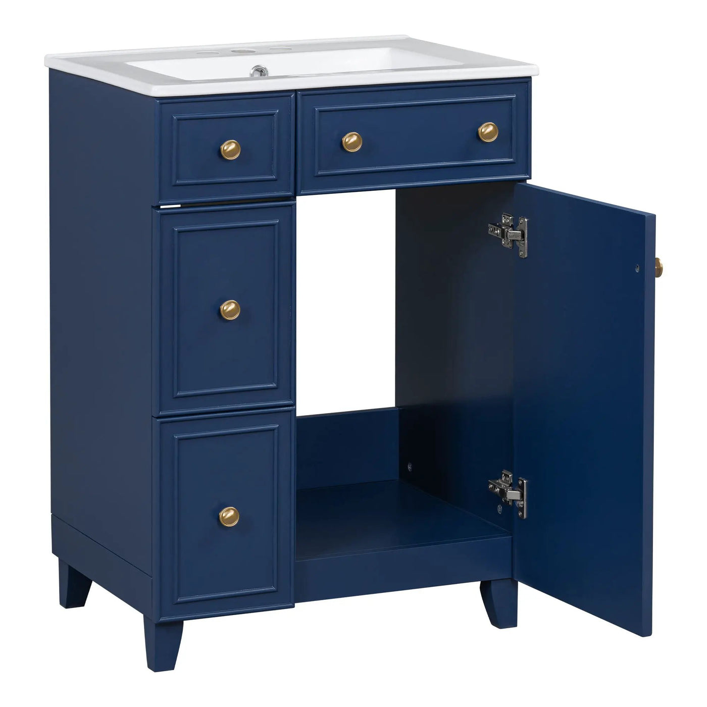 Transitional Style Bathroom Vanity Cabinet With Ceramic Sink by HouseOfZazla