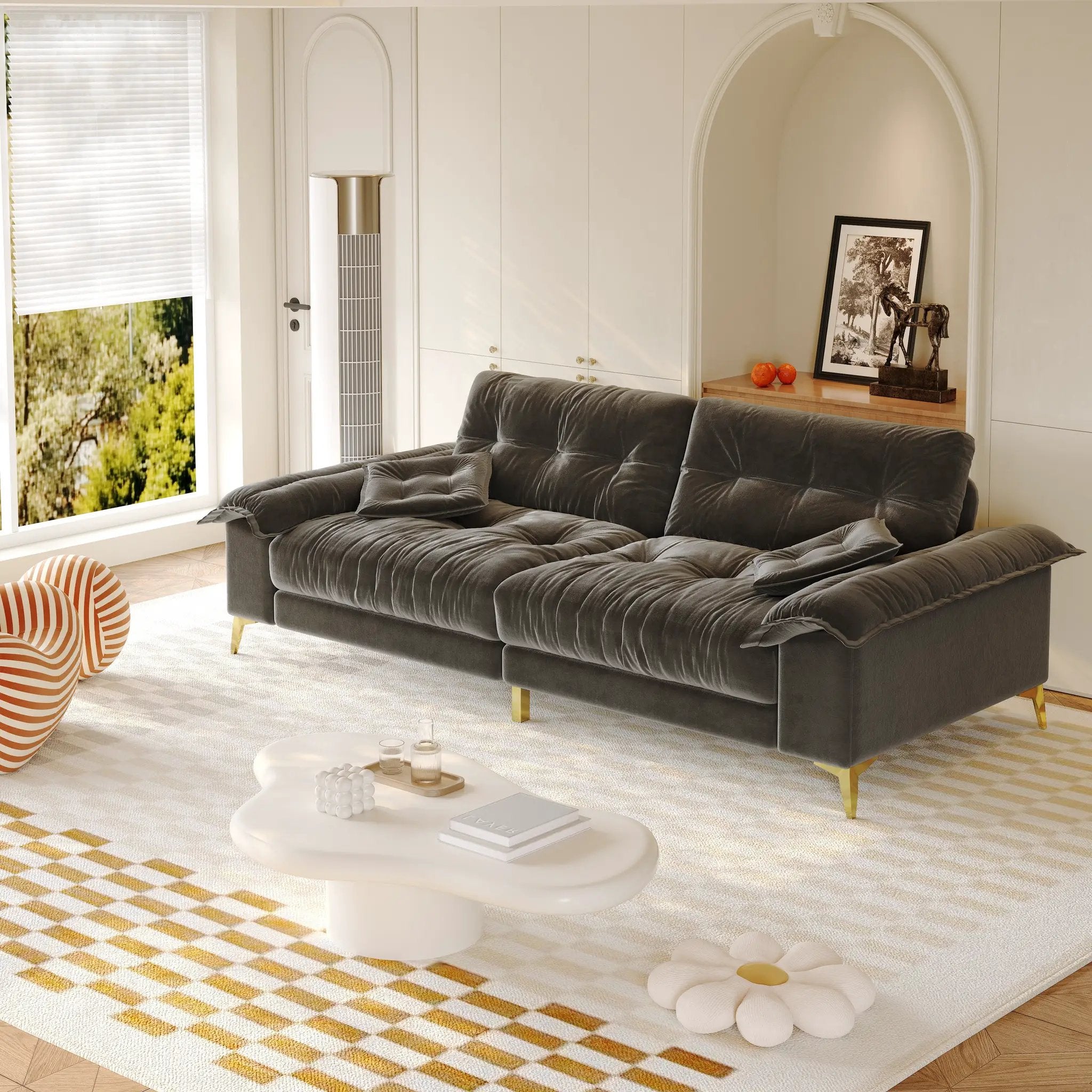 104.7" Modern 4-Seater Cloud Sofa with Wide Flip Armrests by HouseOfZazla
