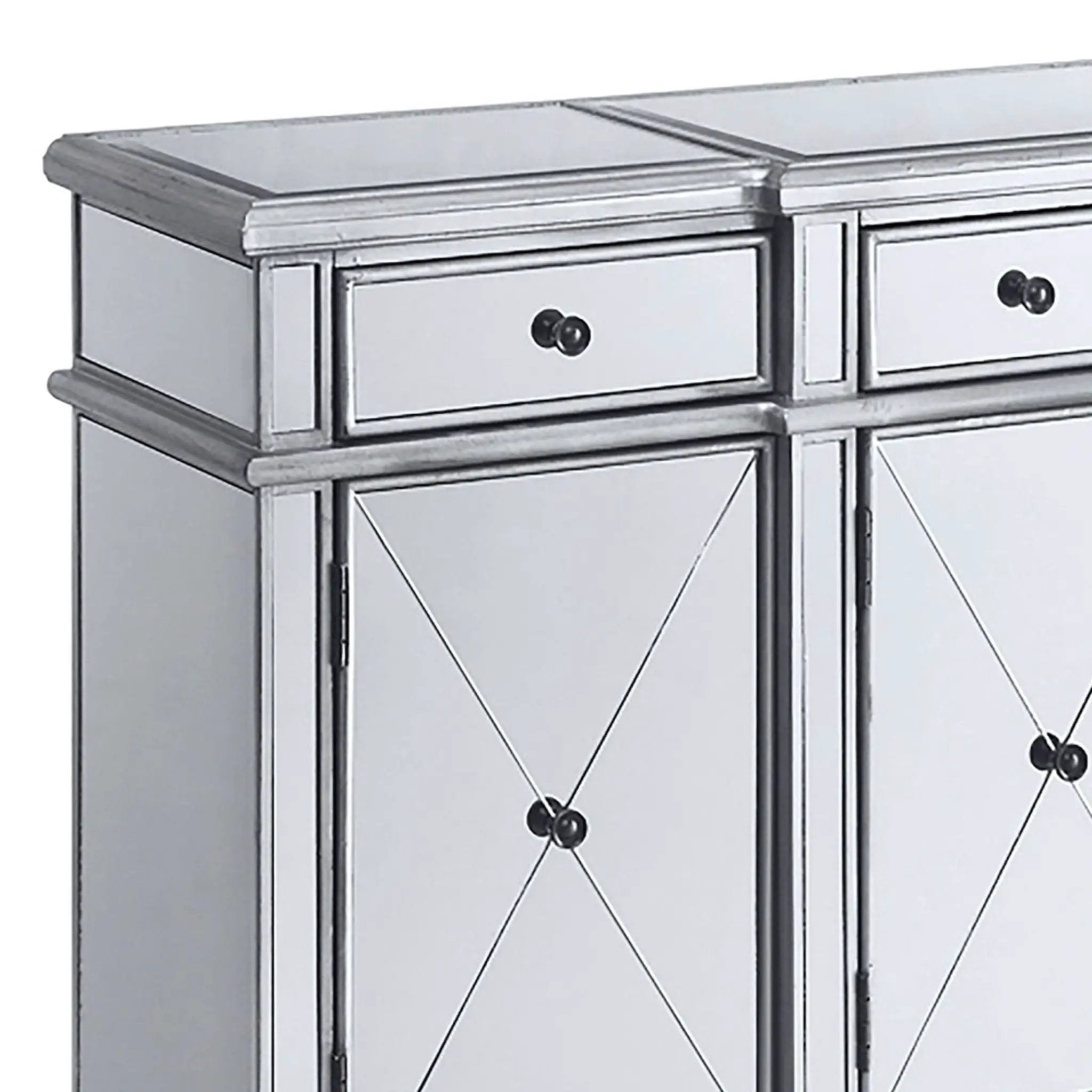 Battista - Mirrored 3 Drawer Wine Cabinet - Silver by HouseOfZazla