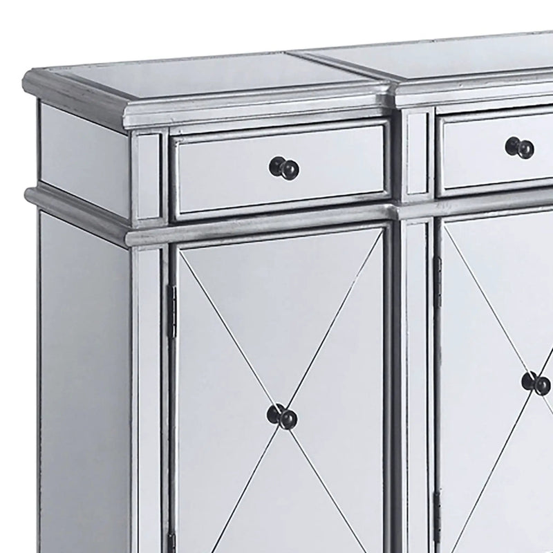 Battista - Mirrored 3 Drawer Wine Cabinet - Silver by HouseOfZazla