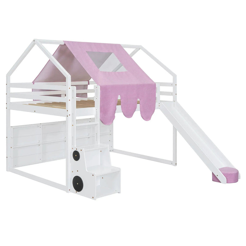 Loft Bed With House Shaped Frame And Tent by HouseOfZazla