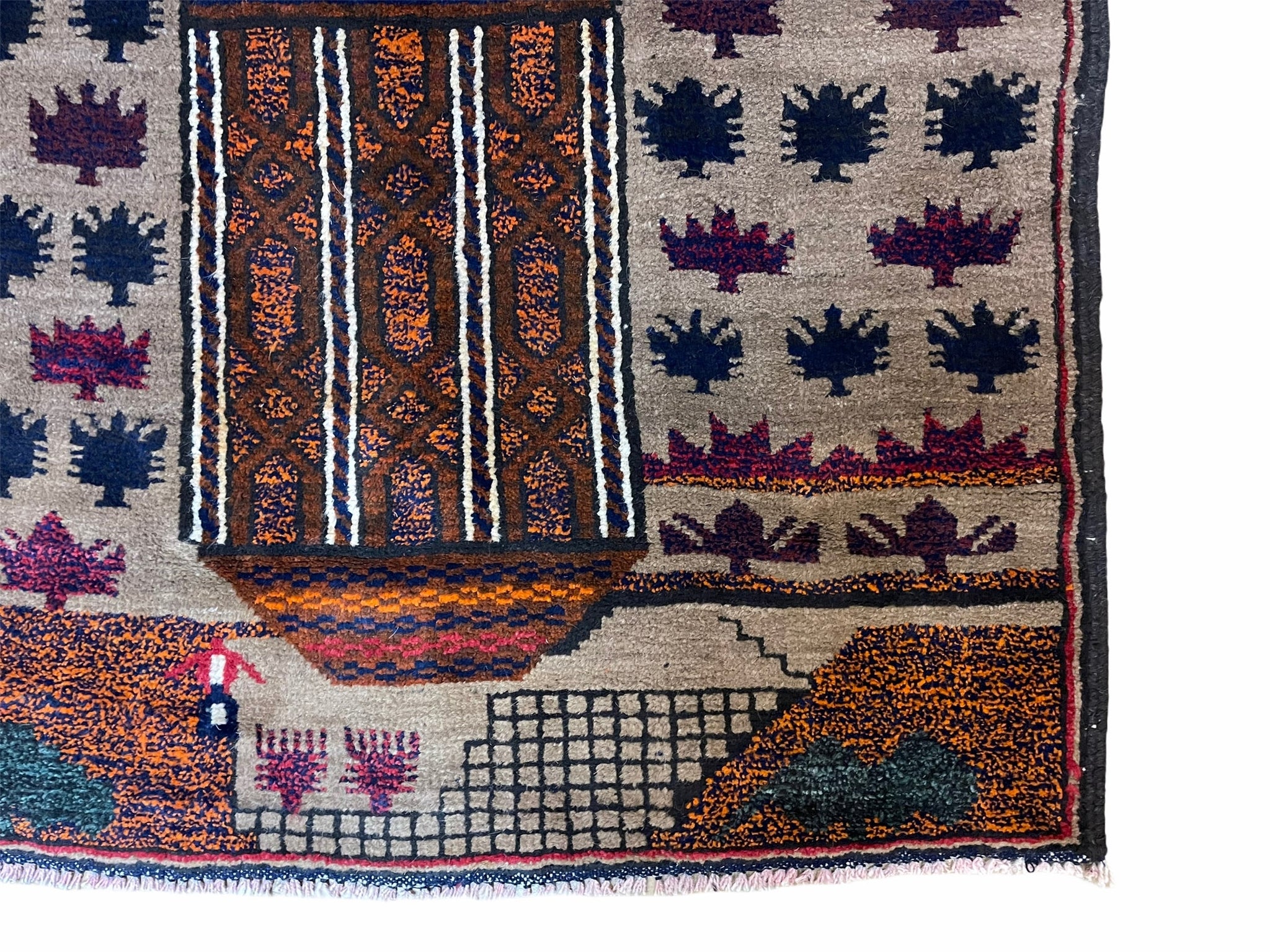 3 X 4.5 Vintage Handmade Tribal Wool Rug Baluchi Rug Afghan Rug Red Blue Beige by Jewel Rugs
