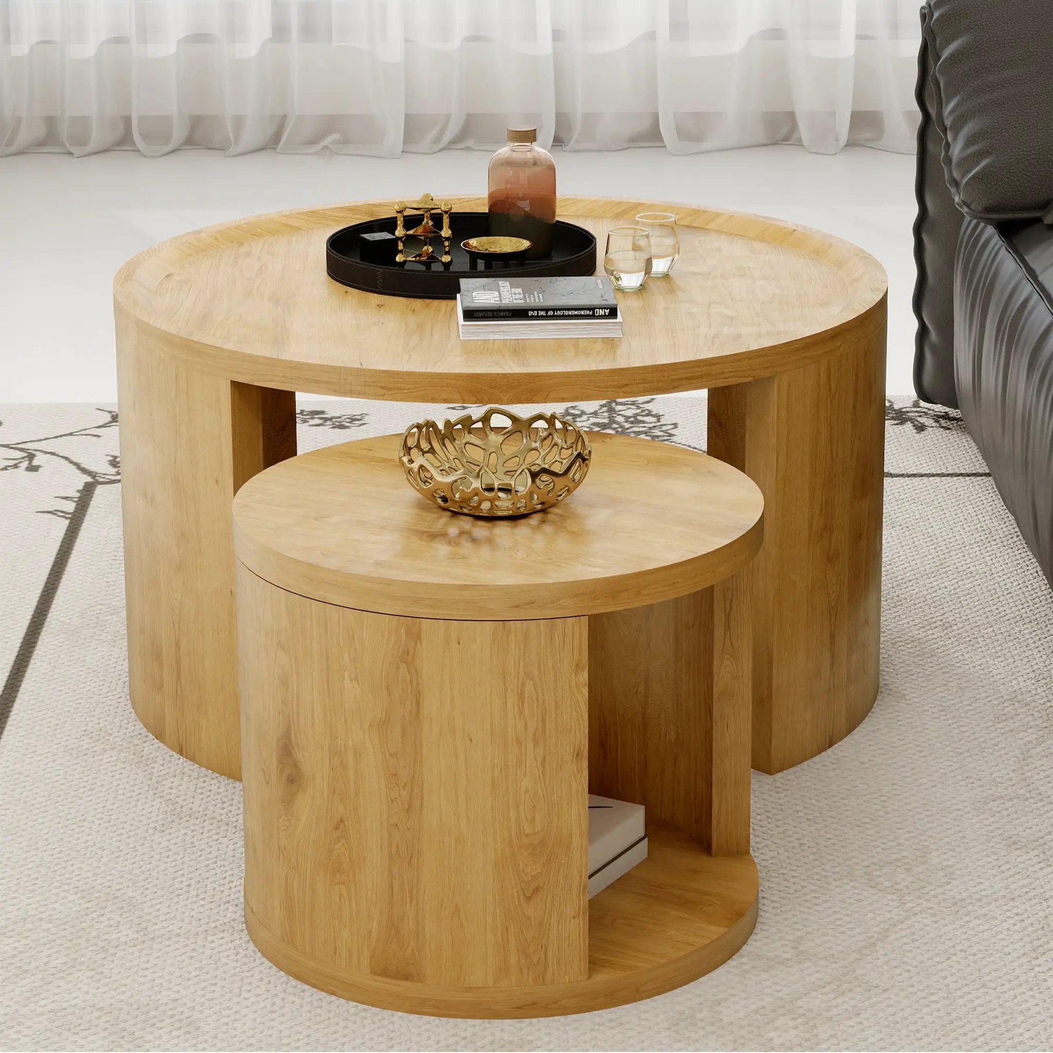 Round Nesting Coffee Table Set of 2 by HouseOfZazla