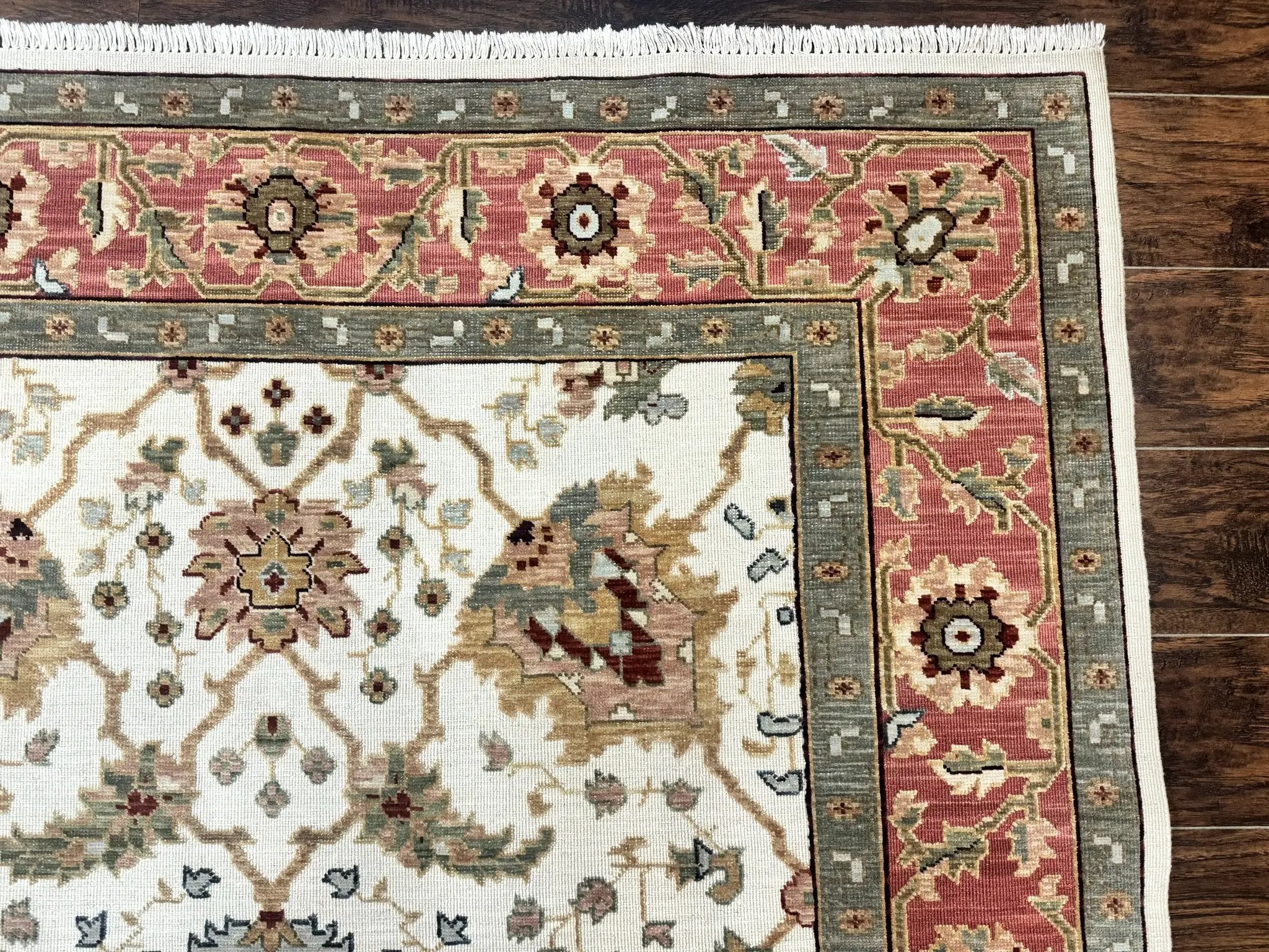 Flatweave Soumak Rug 6x9, Nourison Rug, Wool Handmade, Floral, Ivory by Jewel Rugs
