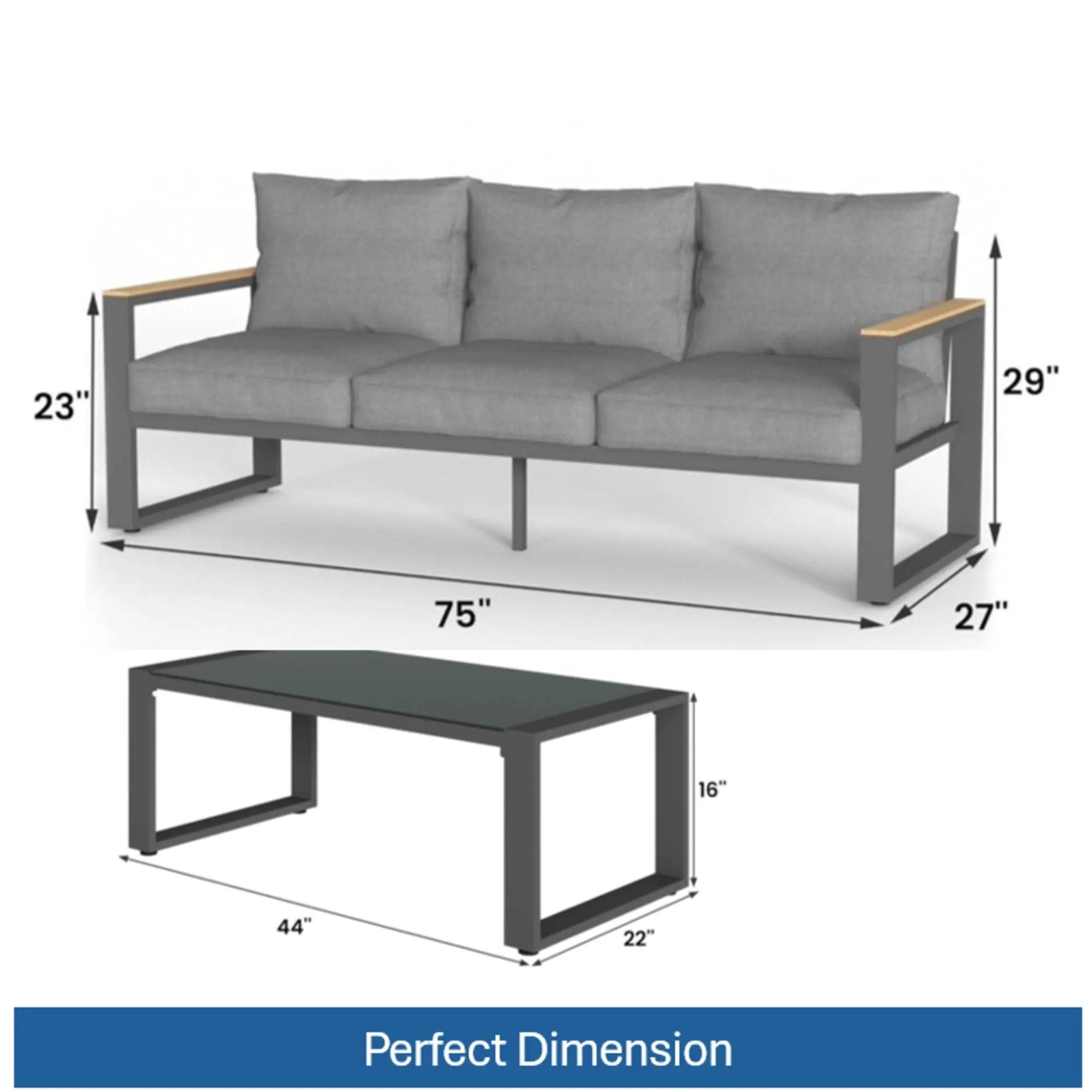 Modern Outdoor Sofa Set With Coffee Table by HouseOfZazla