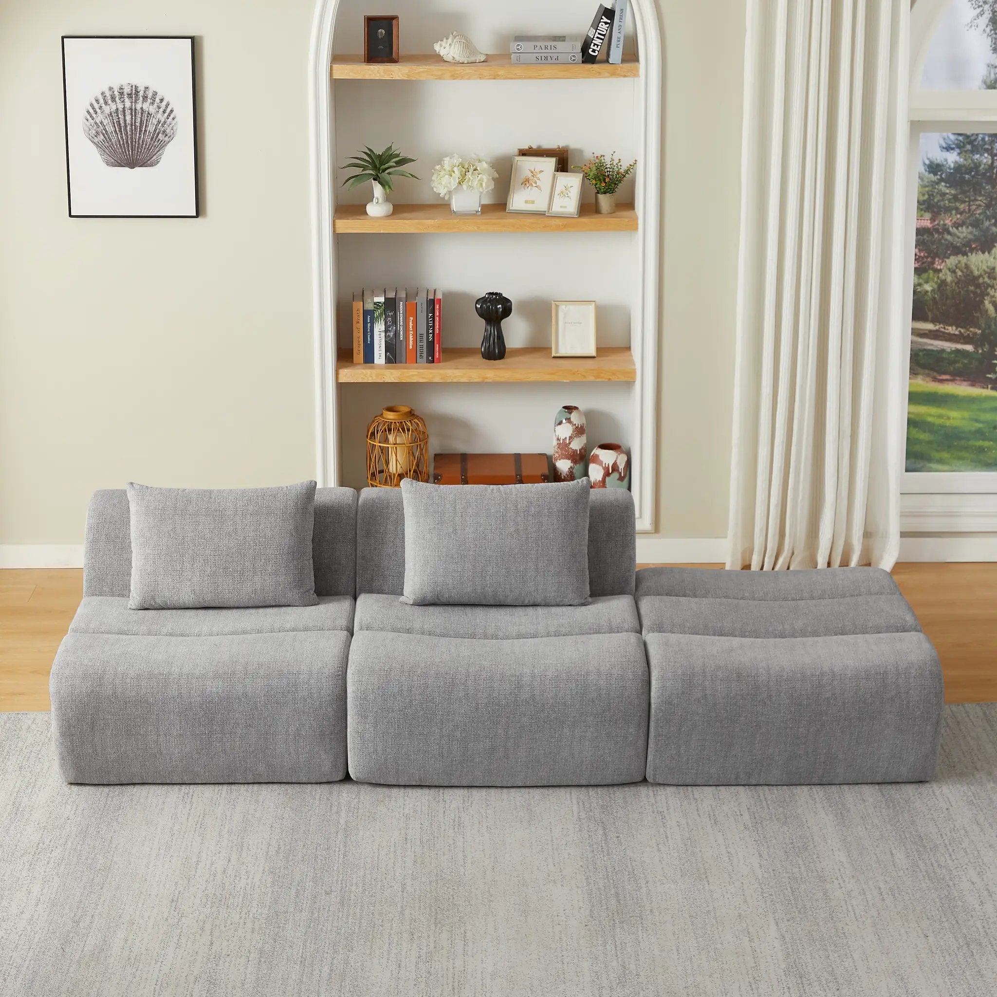 Oversized 3 Seater Compressed Sofa with Chenille Fabric by HouseOfZazla
