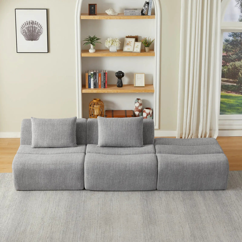 Oversized 3 Seater Compressed Sofa with Chenille Fabric by HouseOfZazla