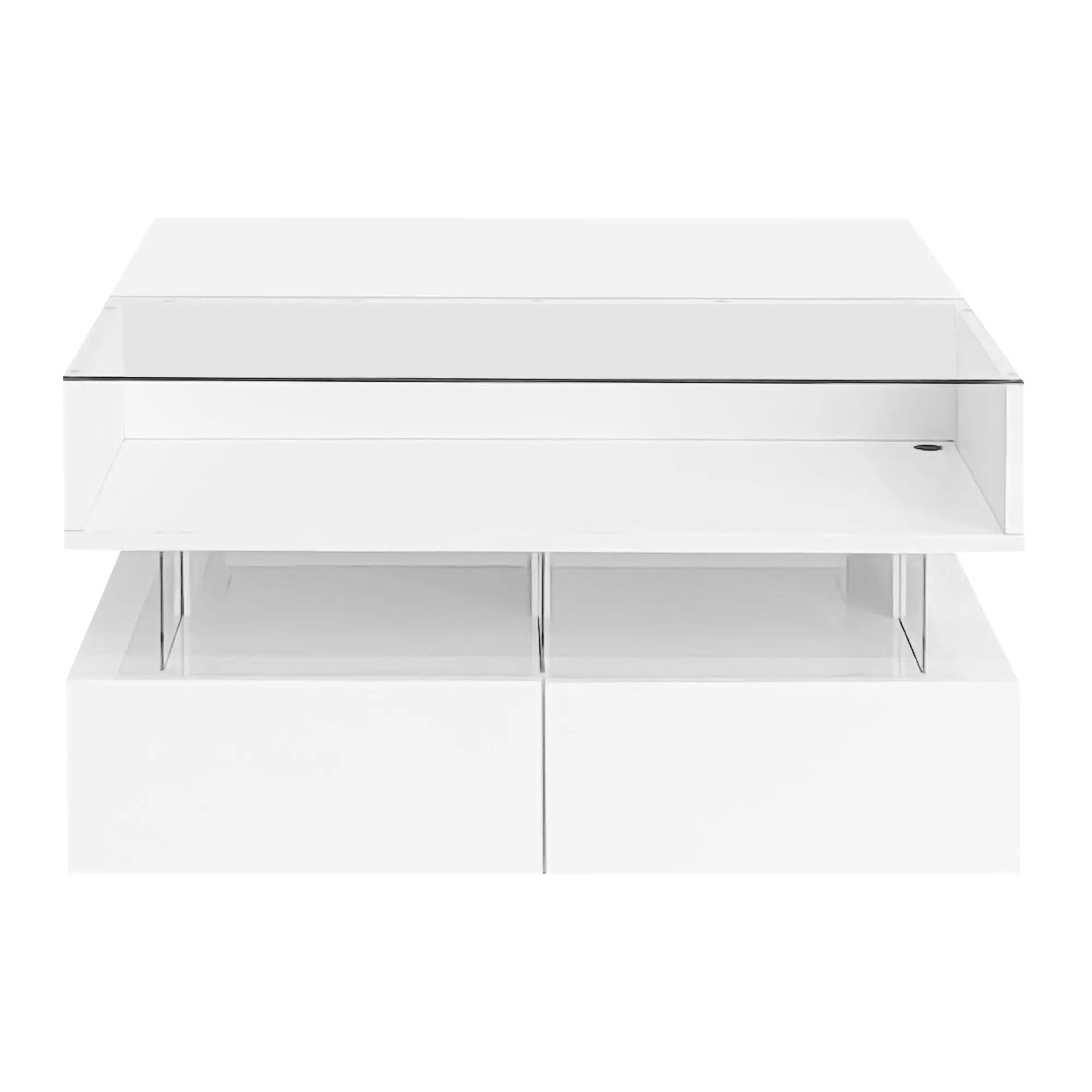 Lift Top Coffee Table With 2 Drawers, Hidden Space And LED Lights For Living Room by HouseOfZazla