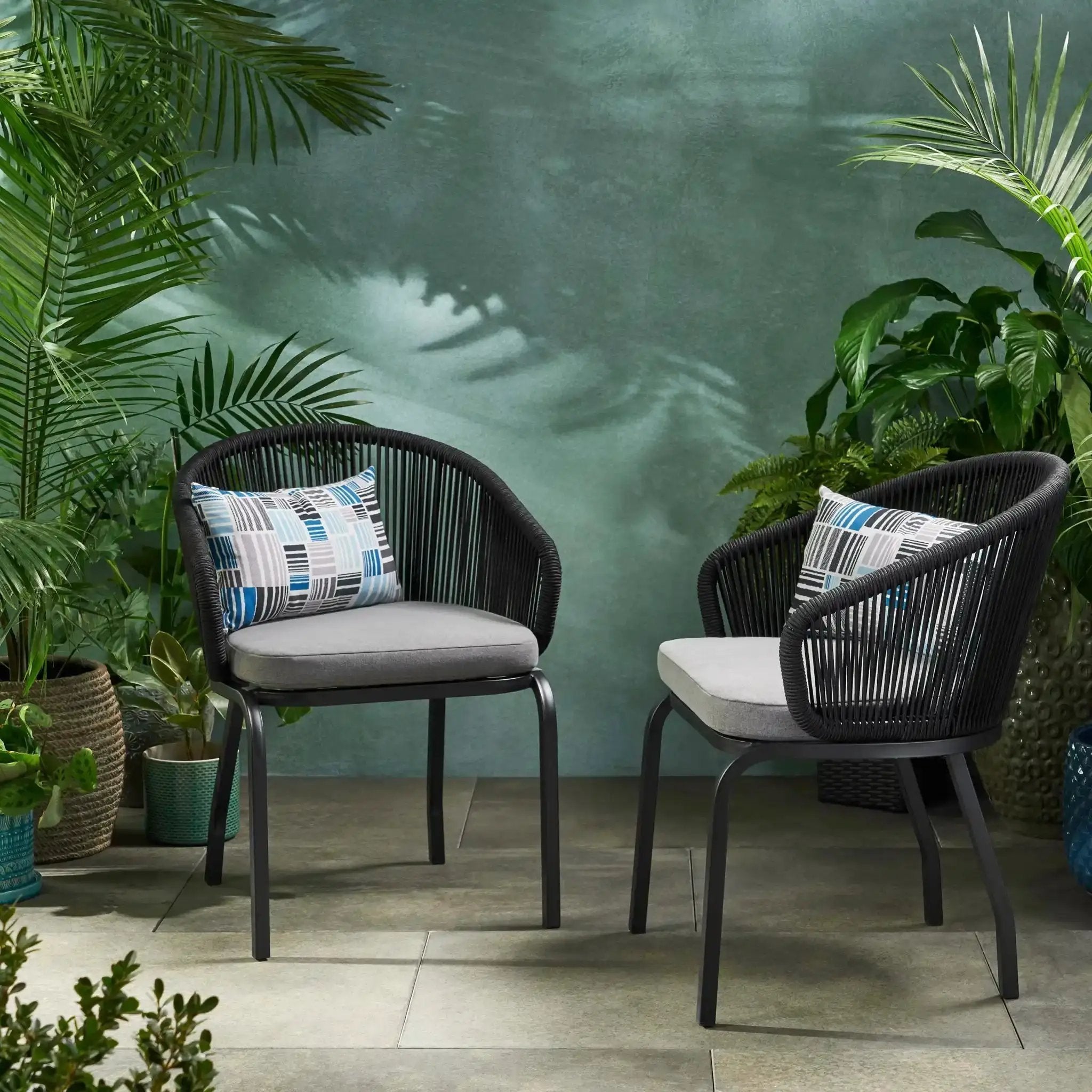 Outdoor Wicker Chair With Powder-Coated Iron Legs by HouseOfZazla