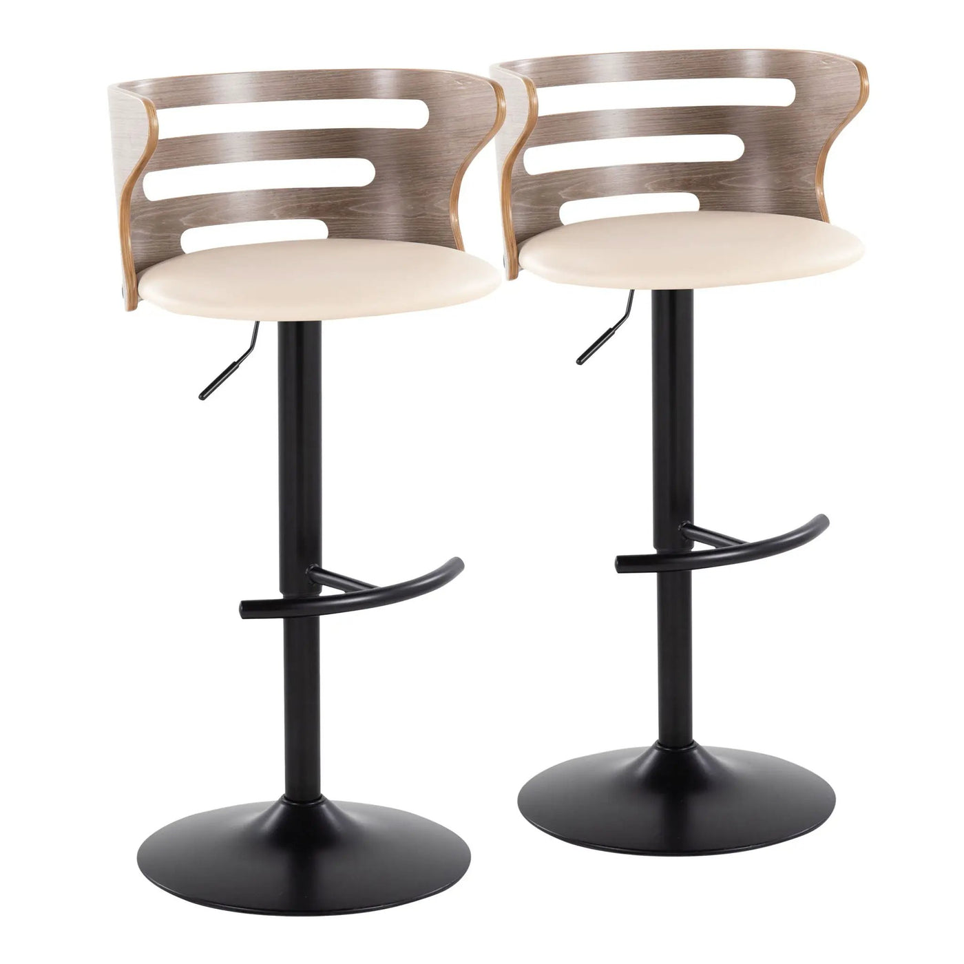Cosi - Mid Century Modern Adjustable Barstool, Swivel With Rounded T Footrest (Set of 2) by Unique Piece Furniture