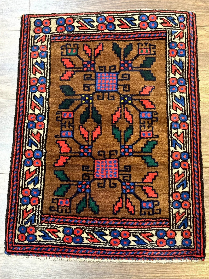 Small Persian Baluchi Rug, Tribal Rug, Brown, Multicolor by Jewel Rugs