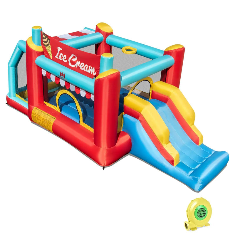 5-in-1 Ice Cream Inflatable Bounce House with Ball Pit and Slide with 480W Blower by DirectDeals