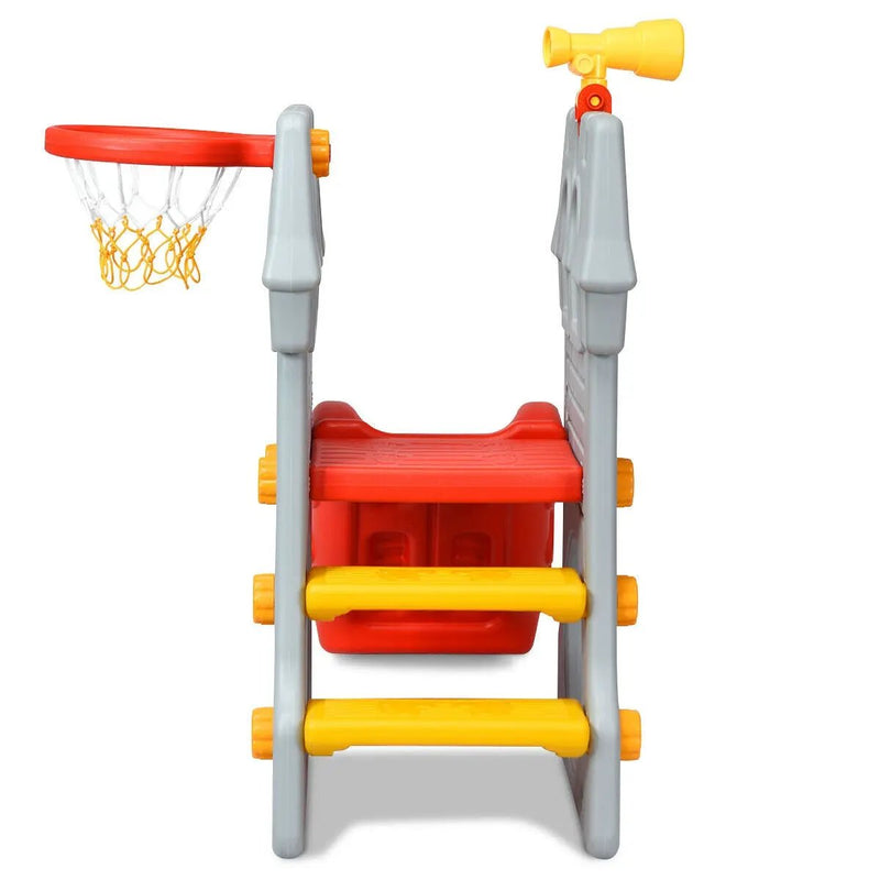 5 in 1 Toddler Climber Slide Playset with Basketball Hoop and Telescope by DirectDeals