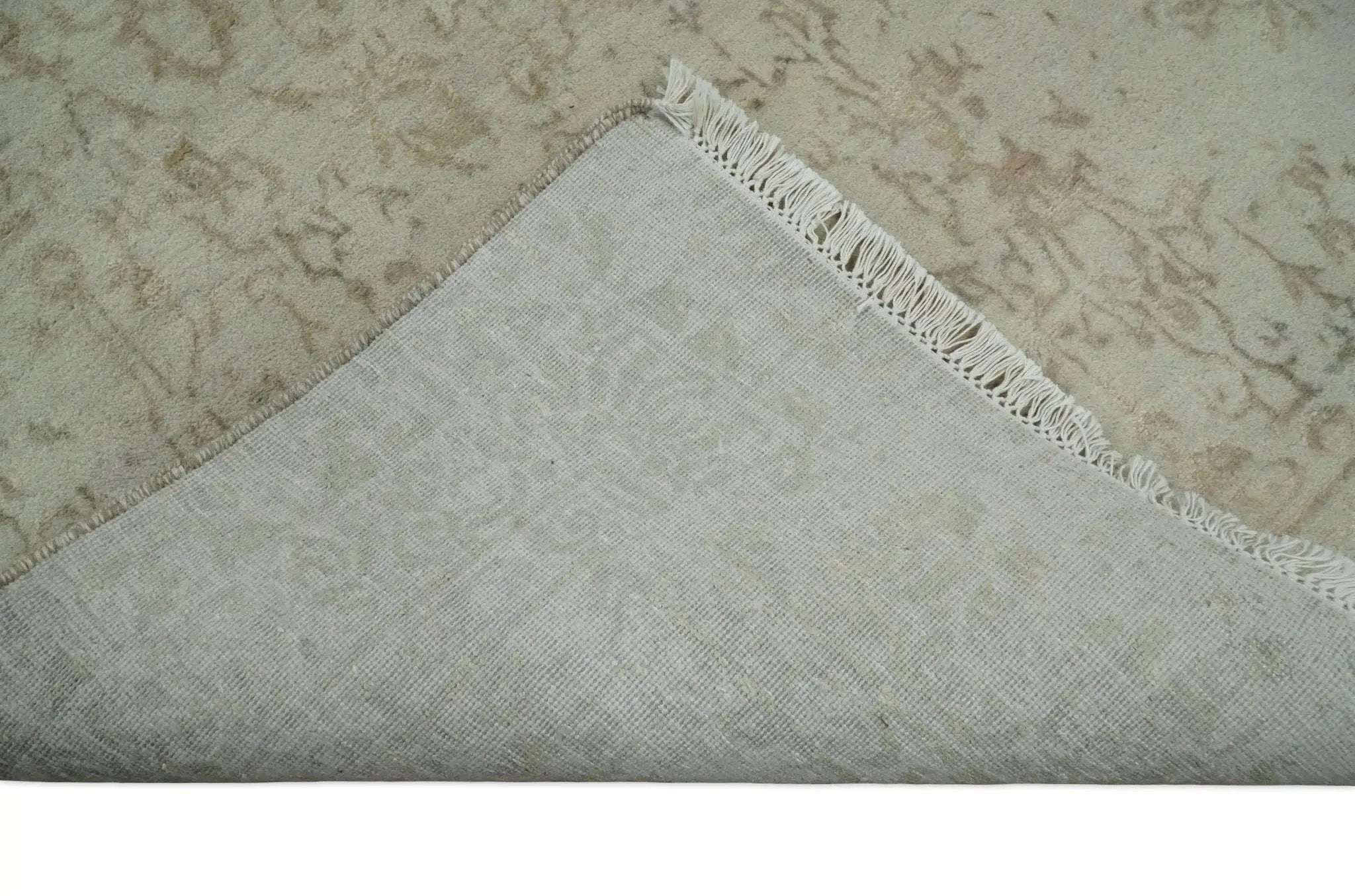 5x7 Fine Hand Knotted Beige and Brown Traditional Style Antique Wool and Silk Rug by The Rug Decor