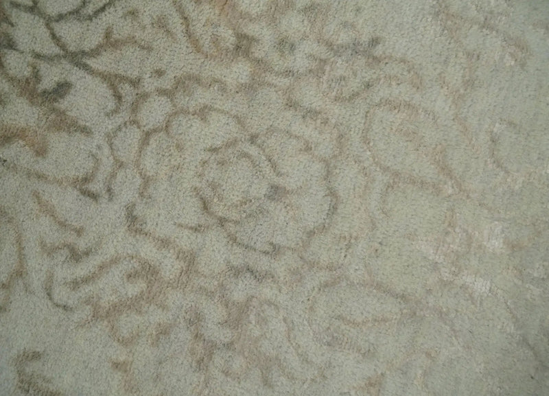 5x7 Fine Hand Knotted Beige and Brown Traditional Style Antique Wool and Silk Rug by The Rug Decor