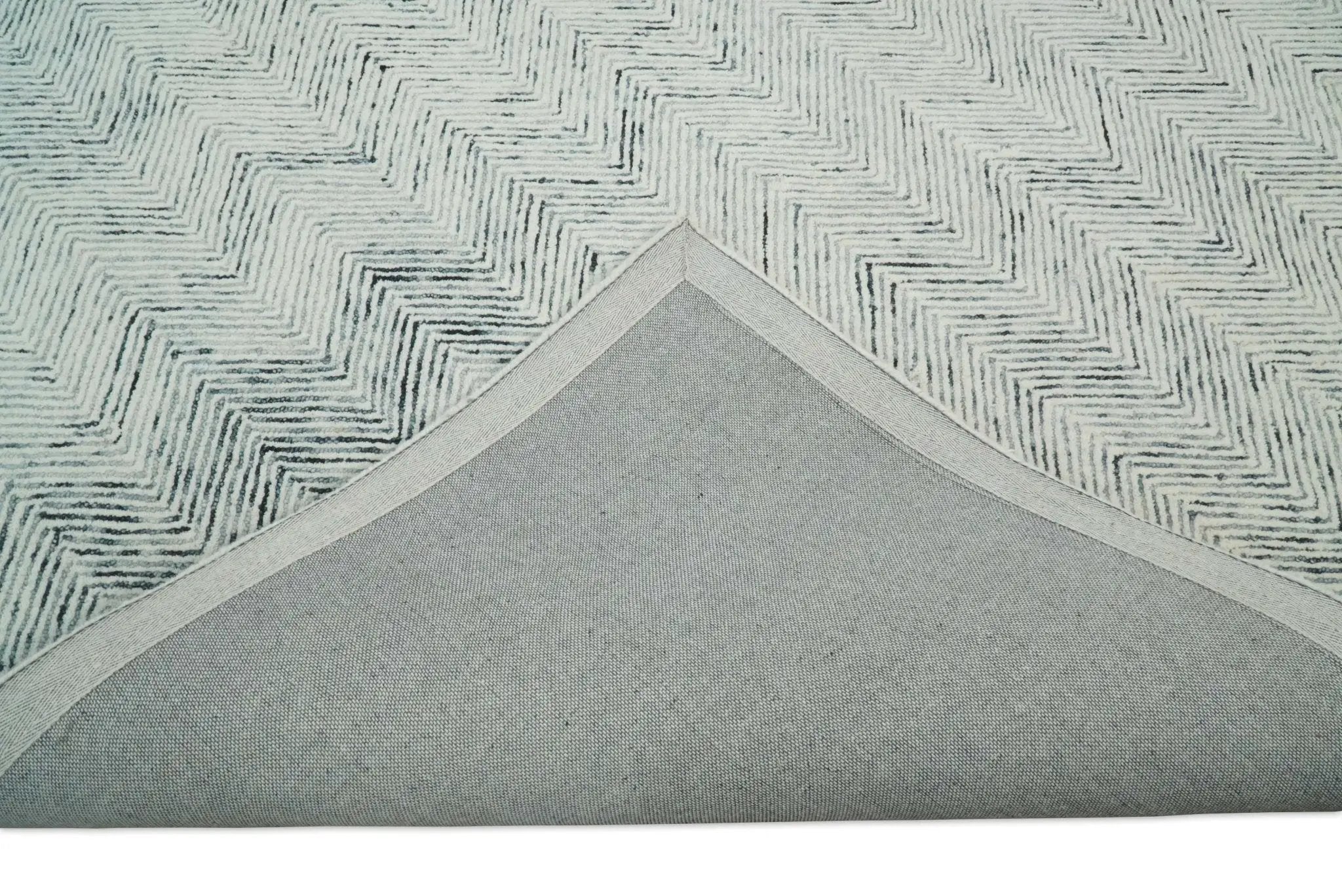 Modern Style Hand Tufted Blue and Ivory Area Rug by The Rug Decor