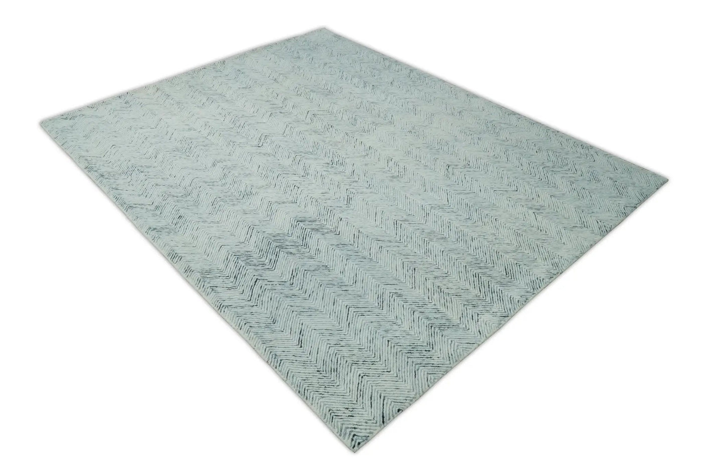 Modern Style Hand Tufted Blue and Ivory Area Rug by The Rug Decor