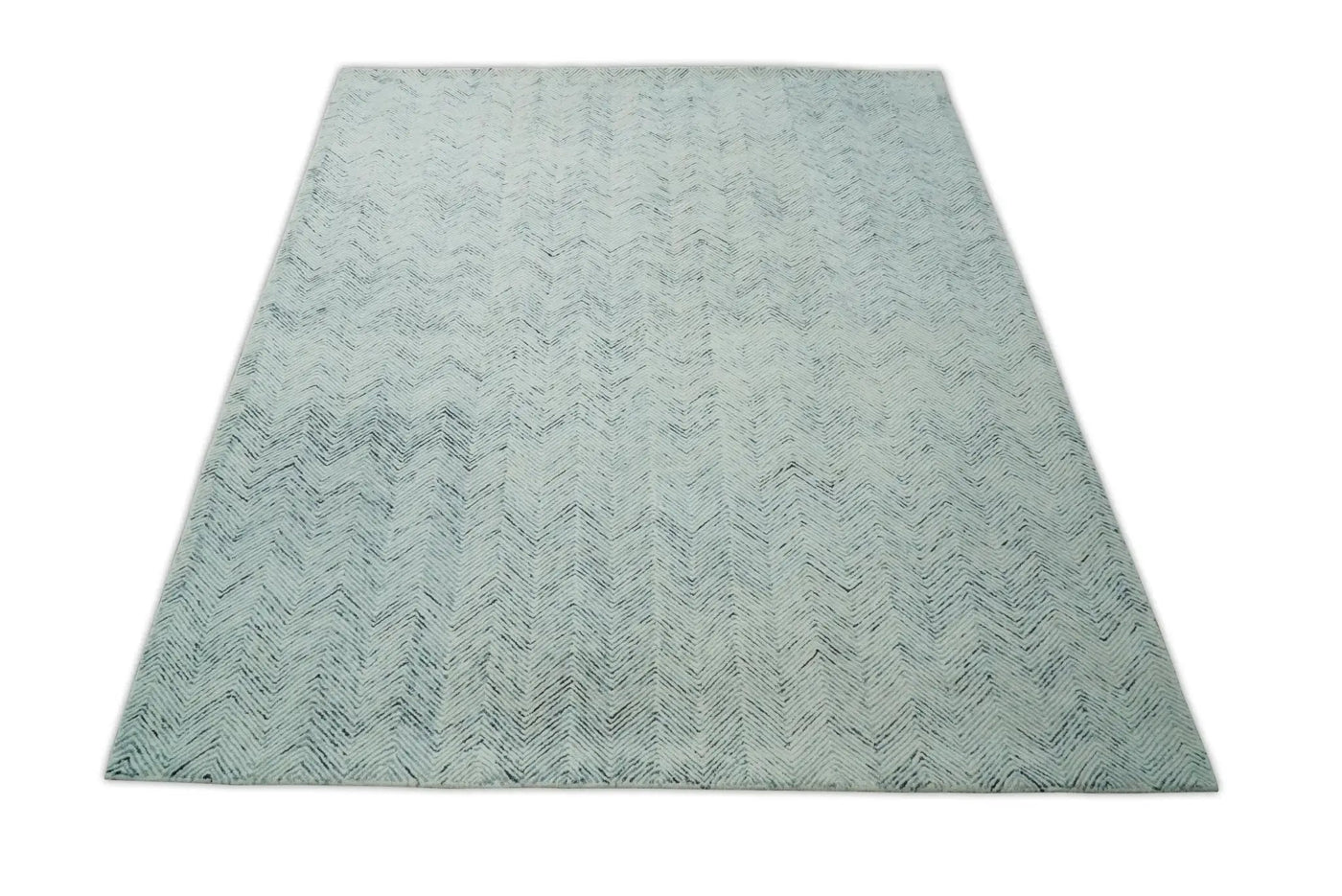 Modern Style Hand Tufted Blue and Ivory Area Rug by The Rug Decor