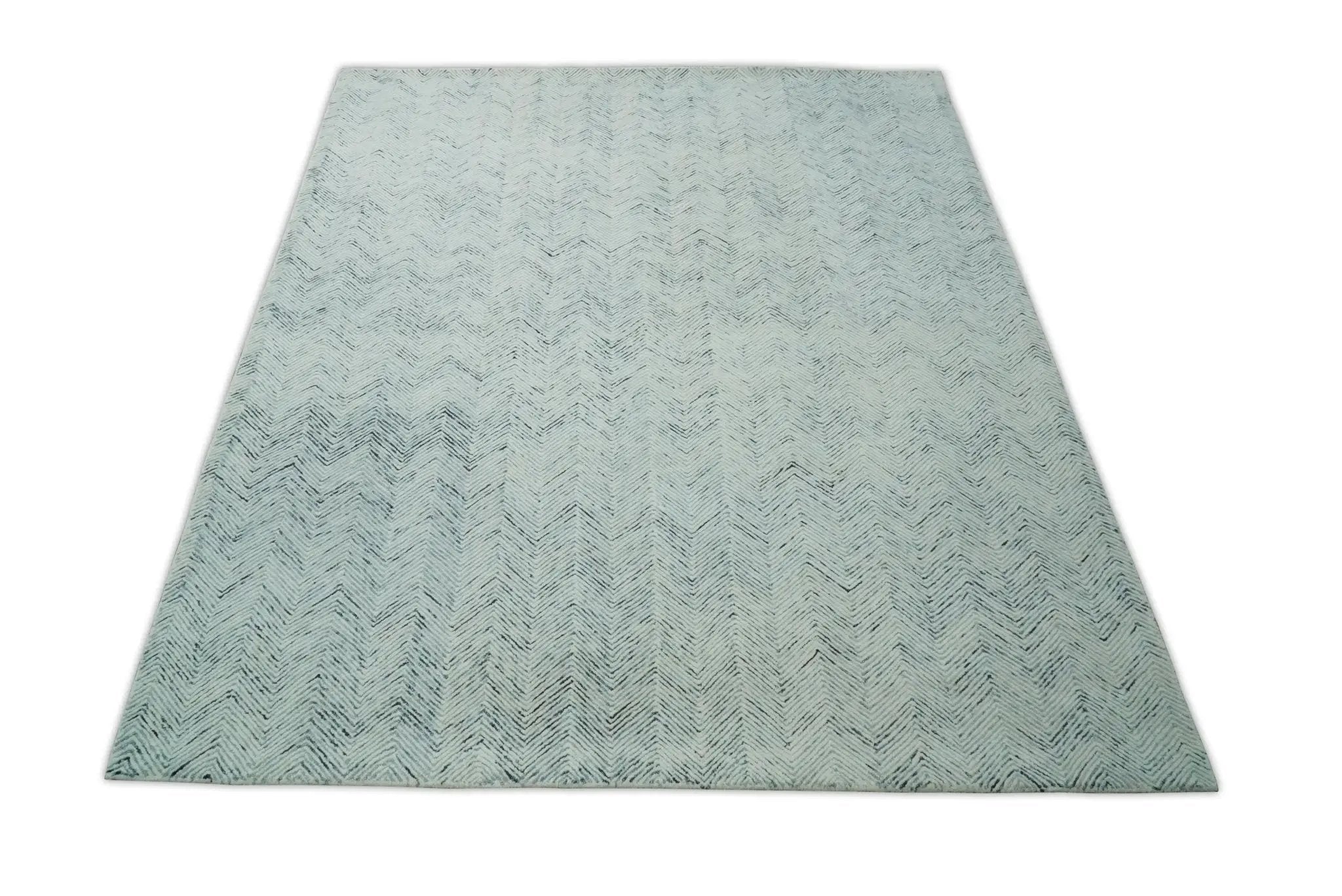 Modern Style Hand Tufted Blue and Ivory Area Rug by The Rug Decor