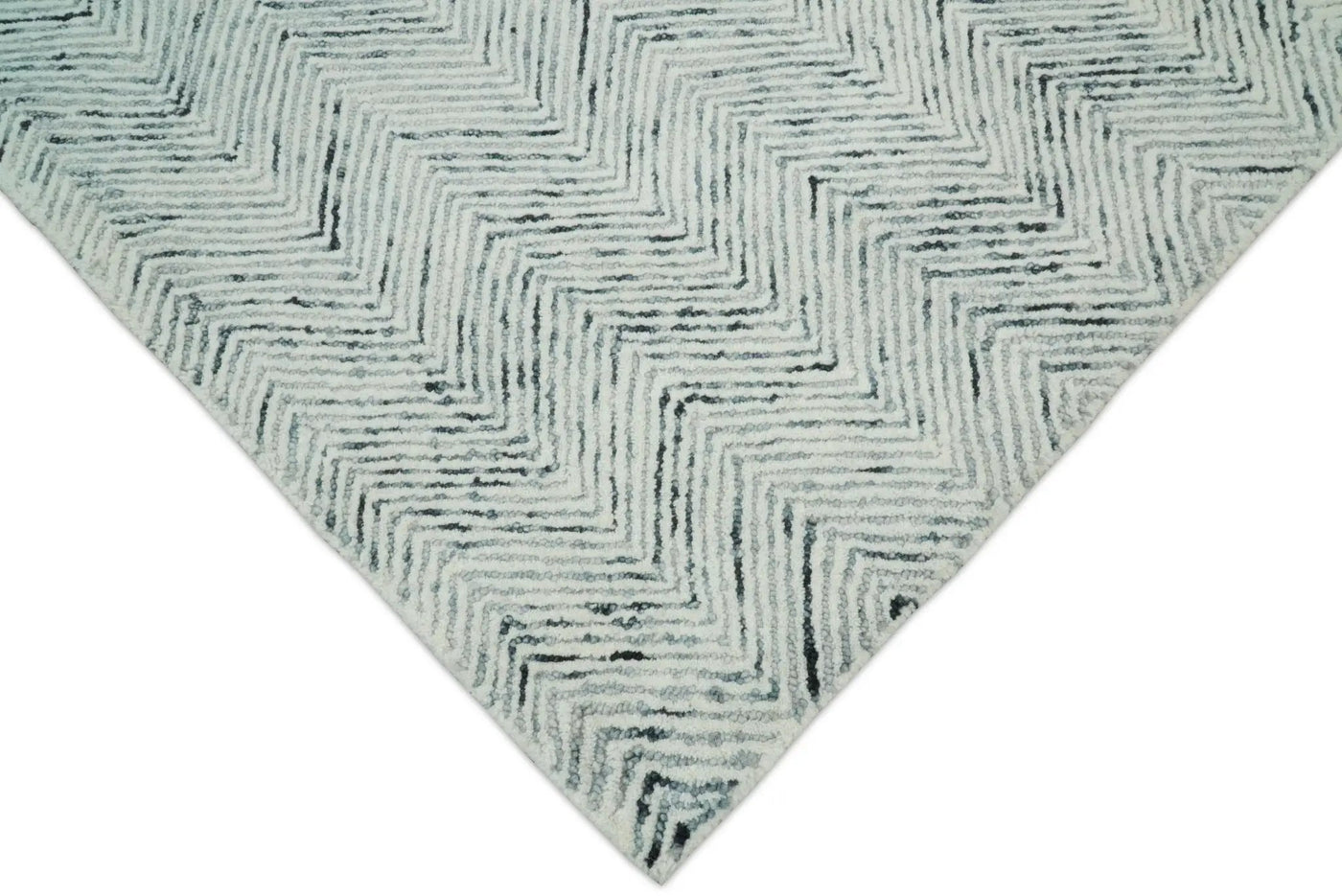 Modern Style Hand Tufted Blue and Ivory Area Rug by The Rug Decor