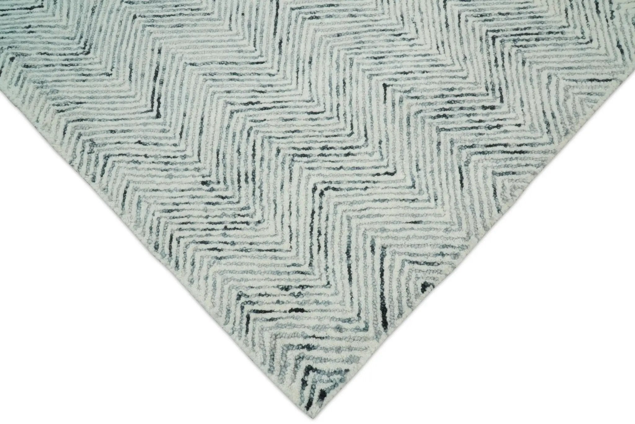 Modern Style Hand Tufted Blue and Ivory Area Rug by The Rug Decor