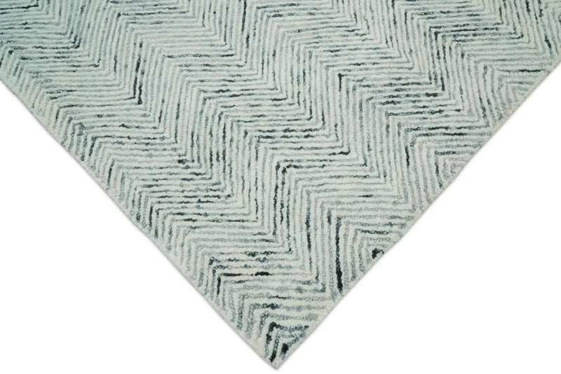 Modern Style Hand Tufted Blue and Ivory Area Rug by The Rug Decor