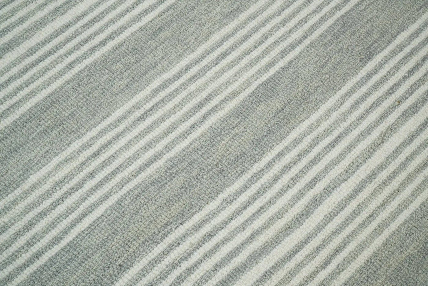 Modern Stripes Pattern Grey and Ivory Hand Tufted Wool Area Rug by The Rug Decor