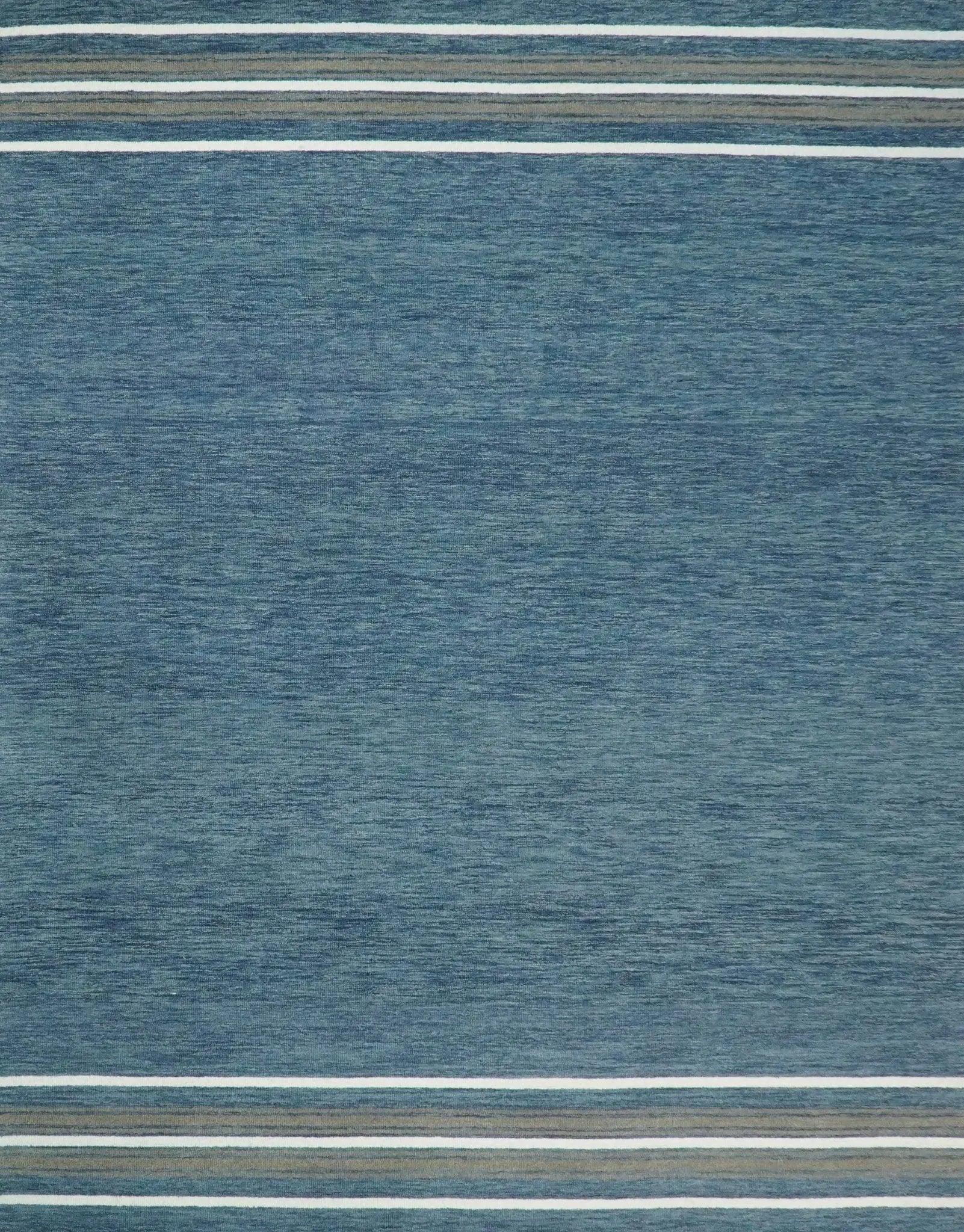 Modern Solid Design Blue Hand Tufted Wool Area Rug by The Rug Decor