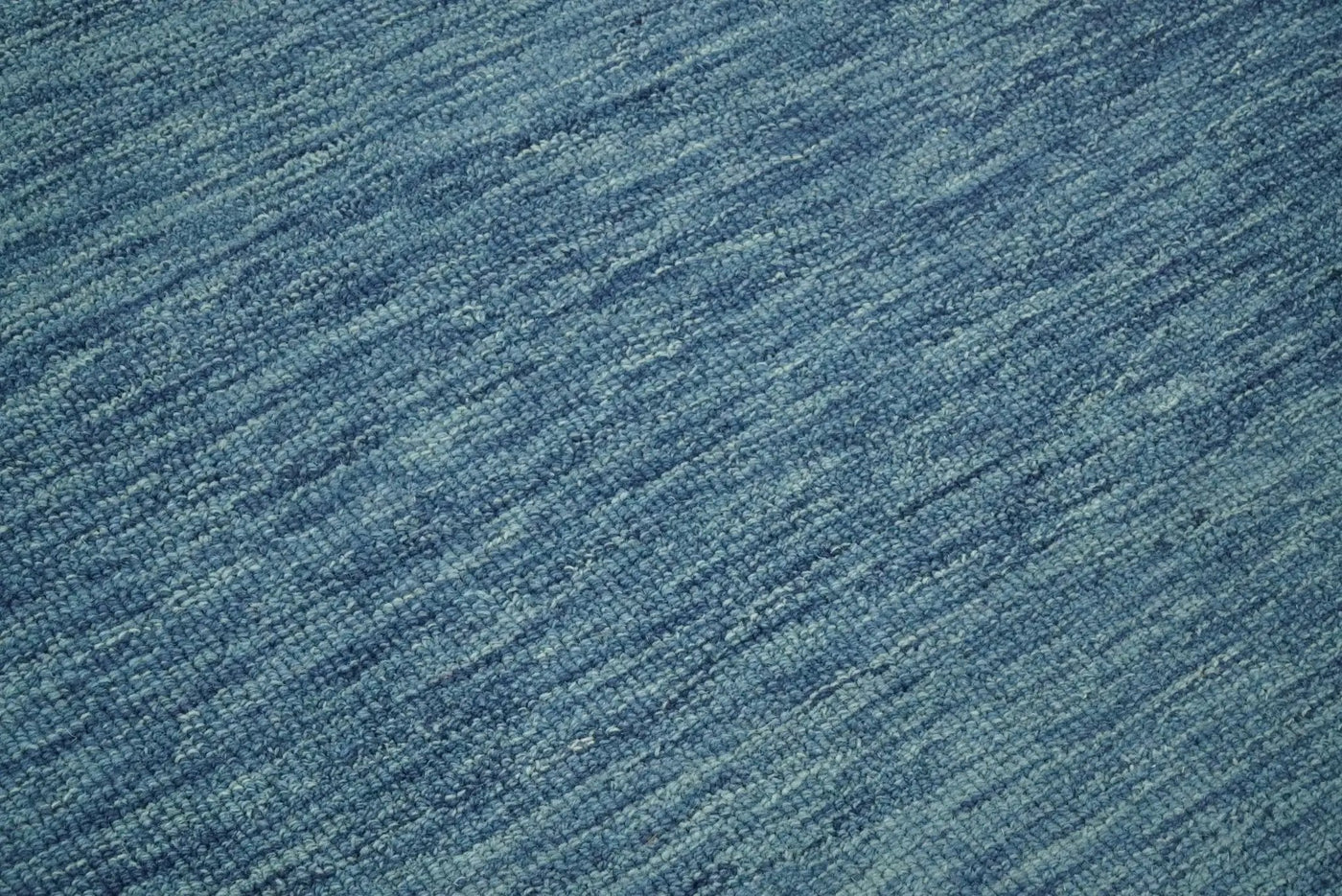 Modern Solid Design Blue Hand Tufted Wool Area Rug by The Rug Decor