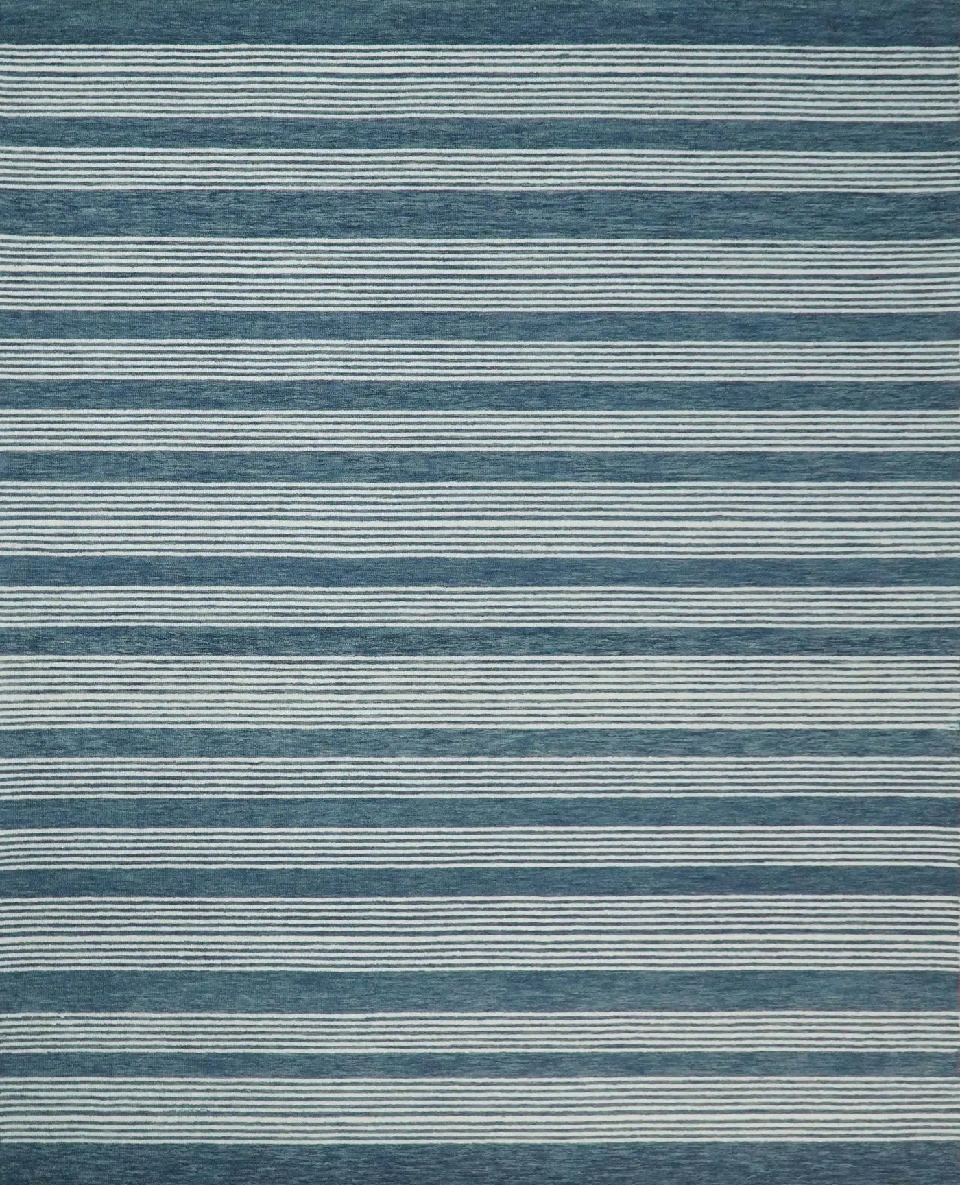 Blue Modern Stripes Pattern Hand Tufted Wool Area Rug by The Rug Decor